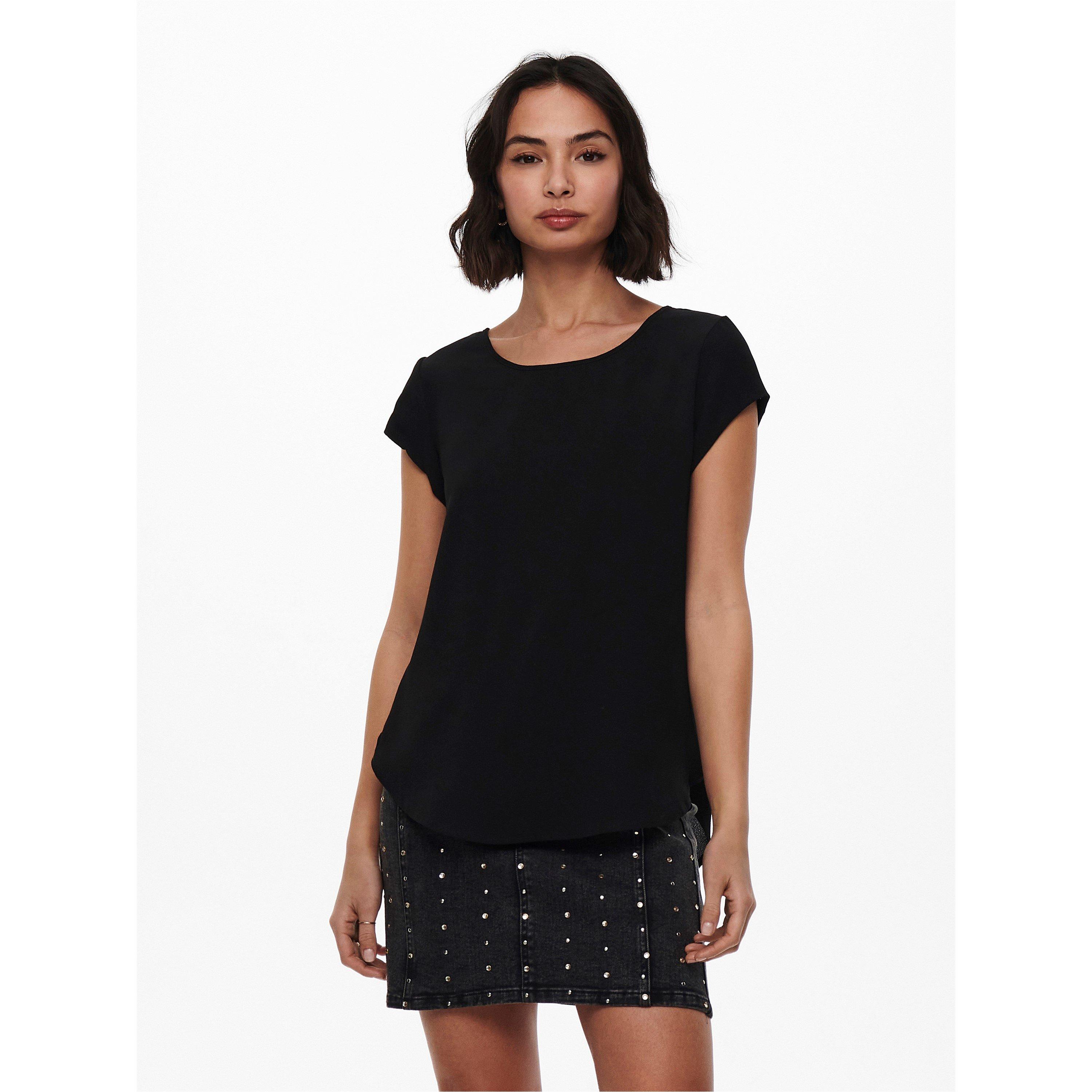 Zwart - Only - Women's Solid Short-Sleeve Blouse - 1