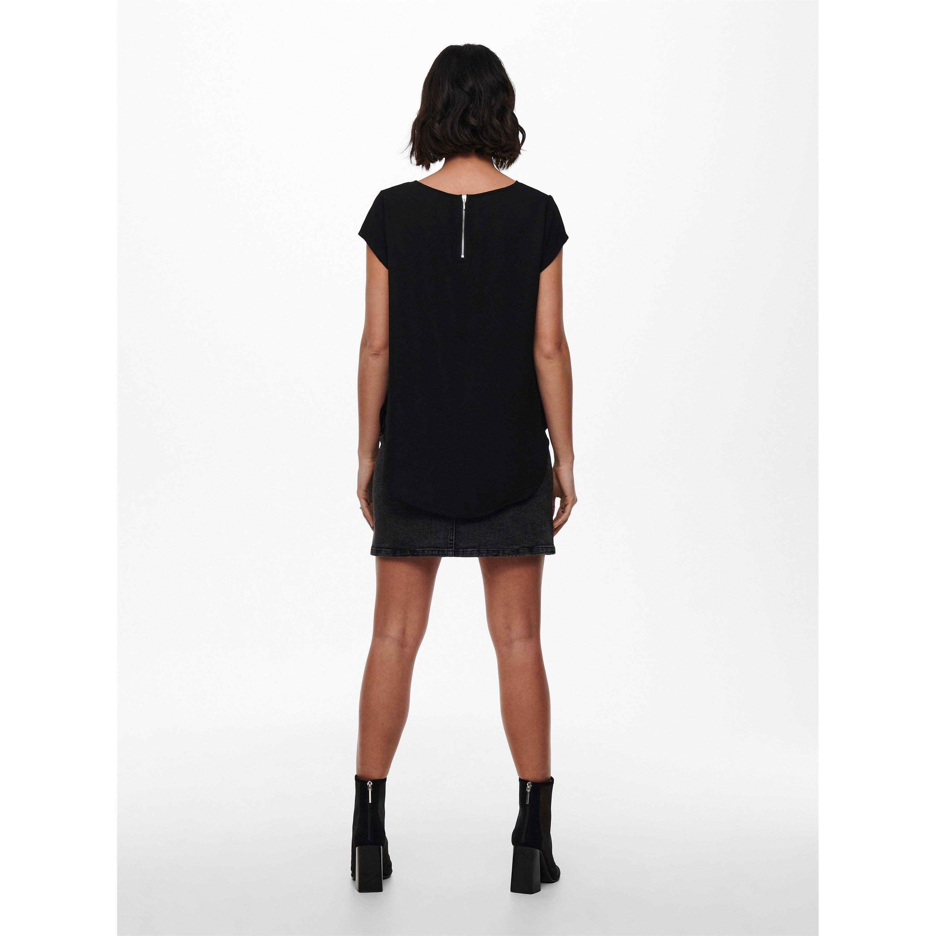 Black - Only - Women's Solid Short-Sleeve Blouse - 3