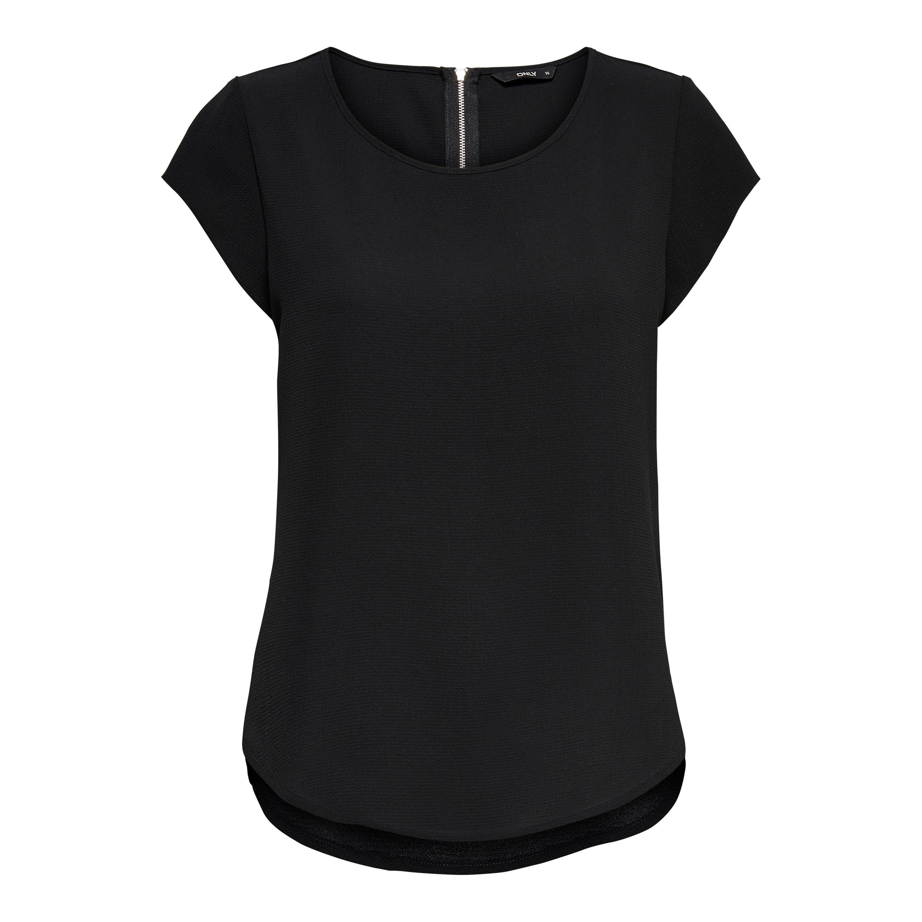 Black - Only - Women's Solid Short-Sleeve Blouse - 6