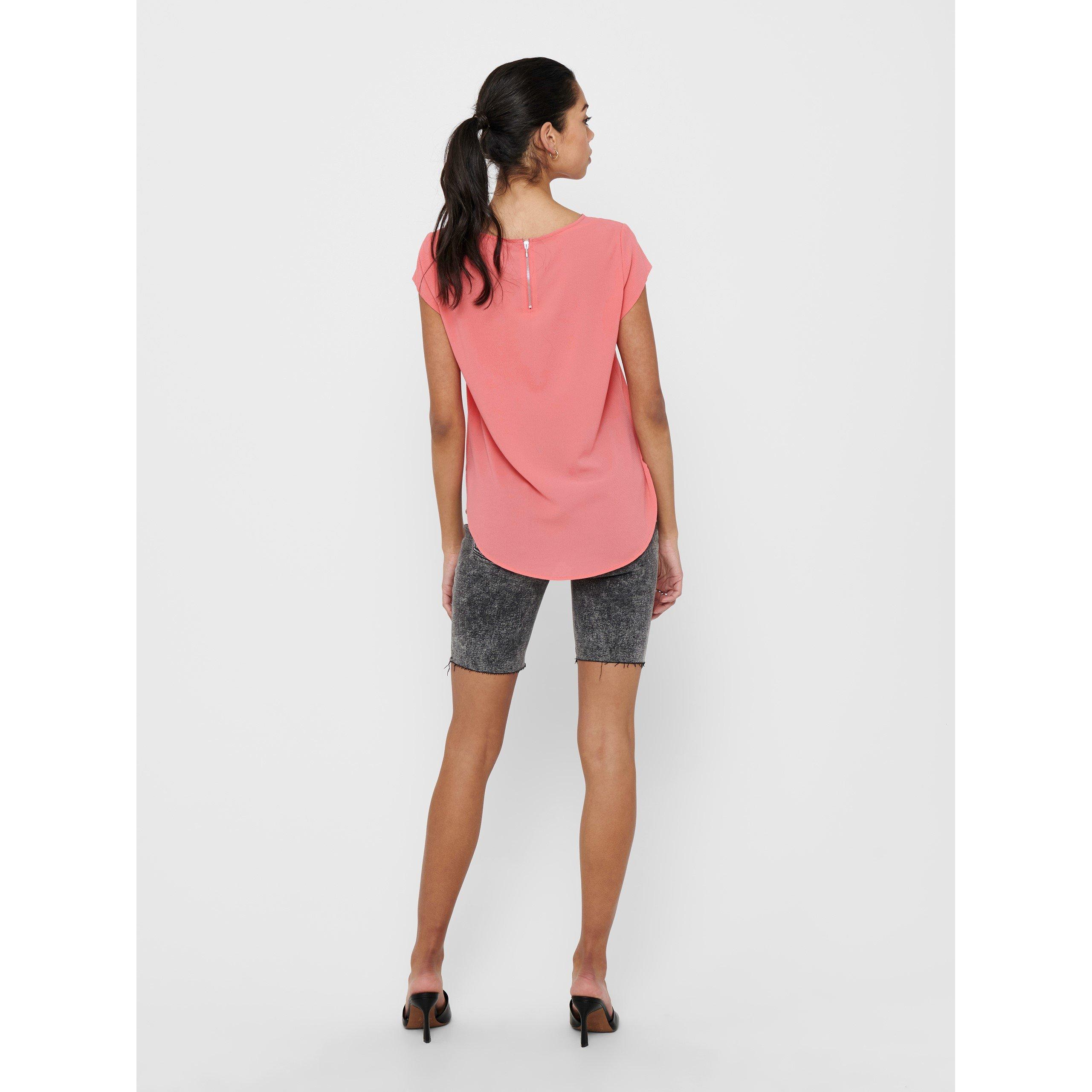 Tea Rose - Only - Women's Solid Short-Sleeve Blouse - 3