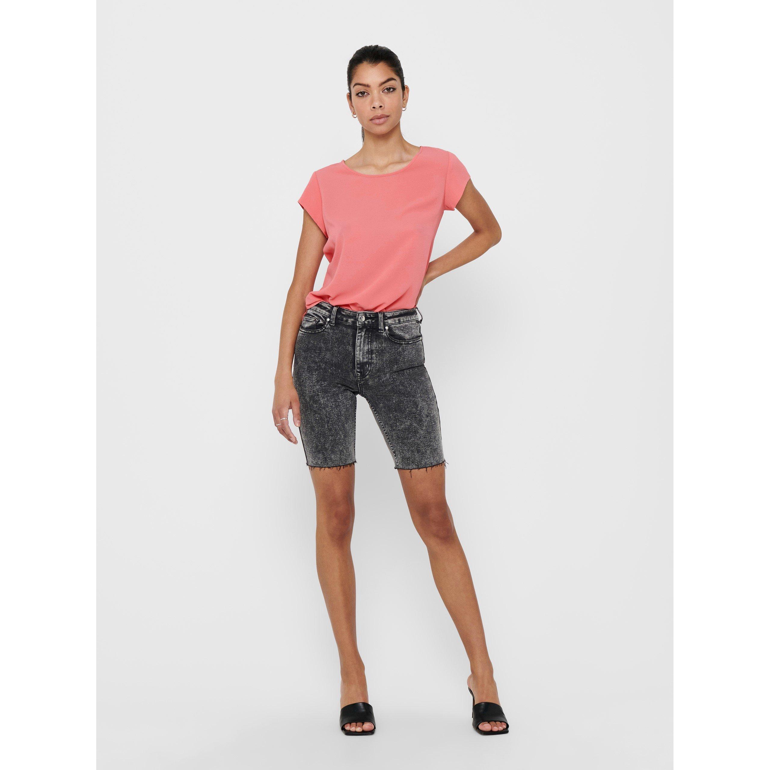 Tea Rose - Only - Women's Solid Short-Sleeve Blouse - 4