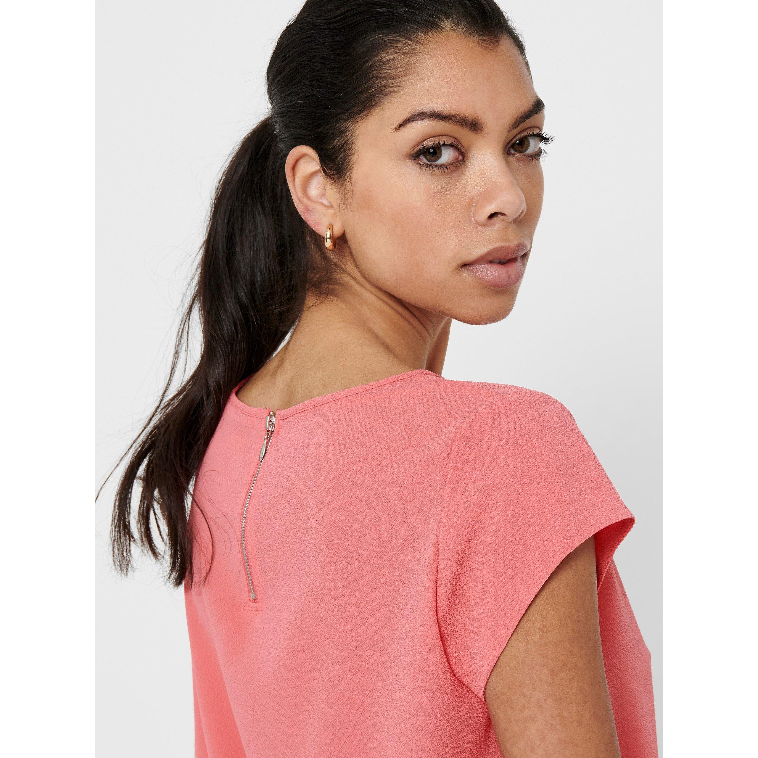 Tea Rose - Only - Women's Solid Short-Sleeve Blouse - 5