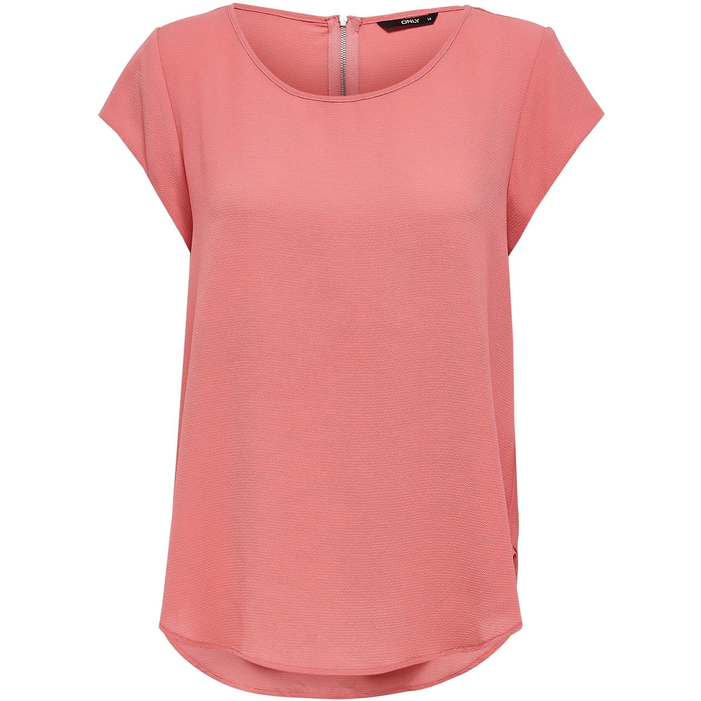 Tea Rose - Only - Women's Solid Short-Sleeve Blouse - 6