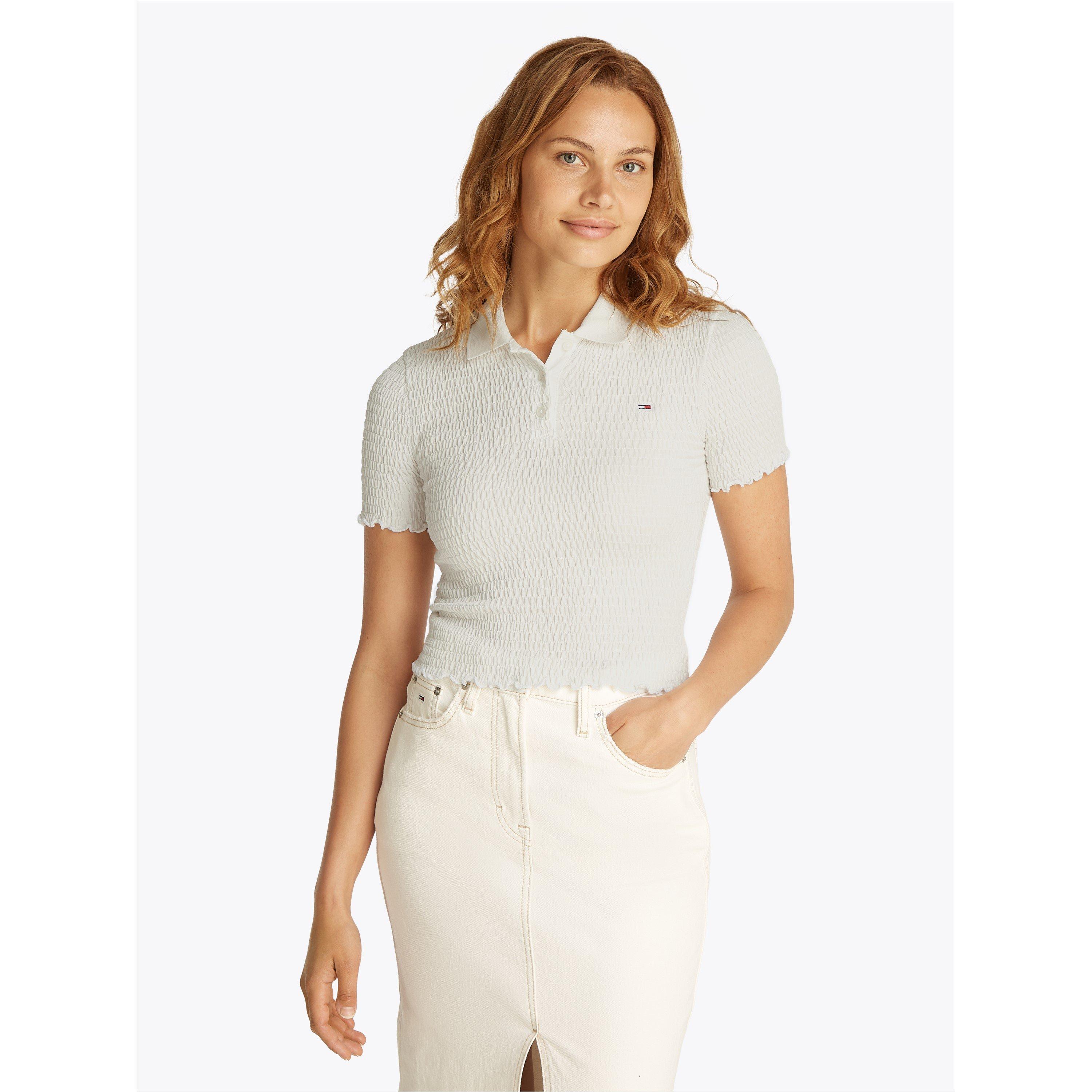 Ecru - Tommy Jeans - Women's Short-Sleeve Polo Shirt - 3