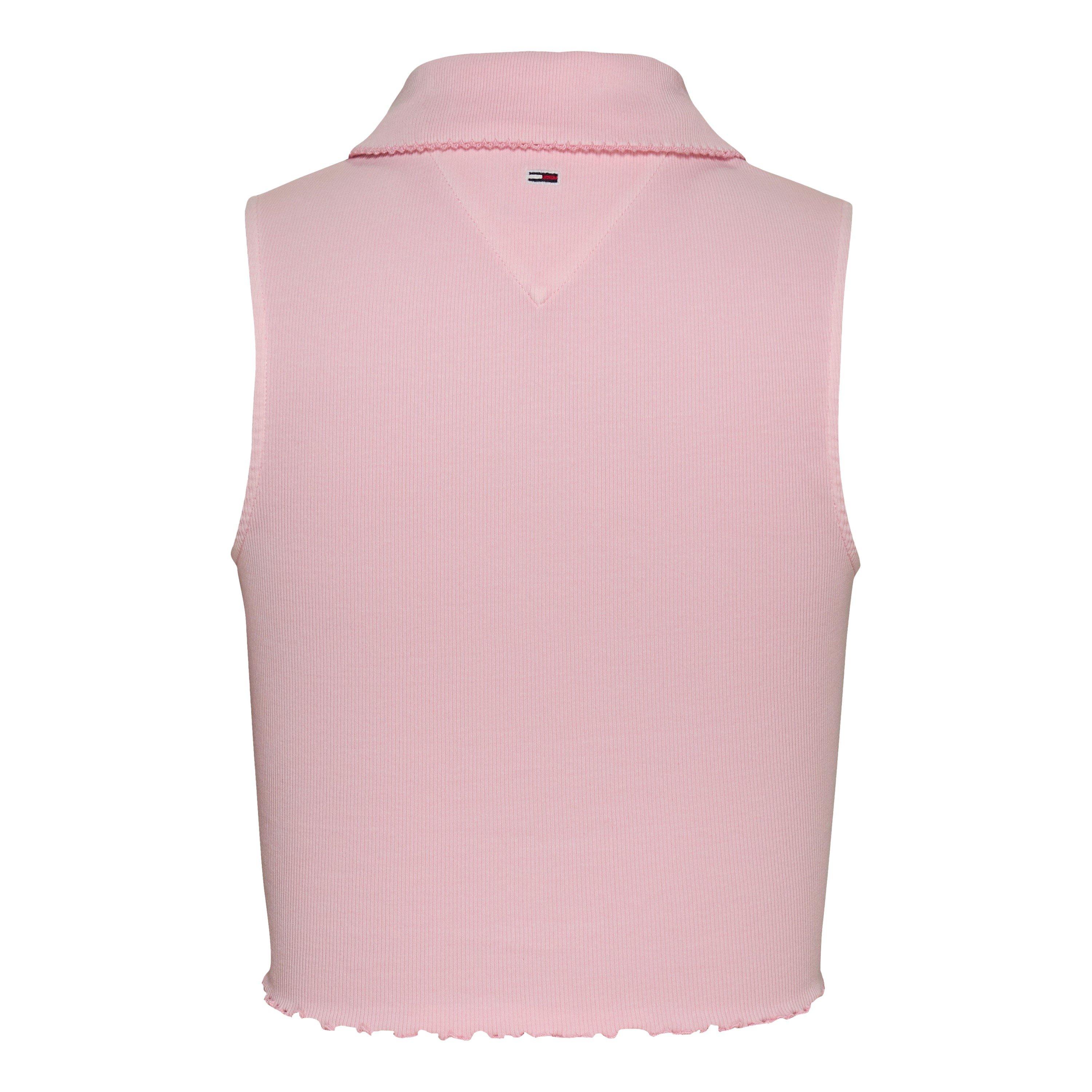 Dragocjeno roza - Tommy Jeans - Women's Cropped Short-Sleeve Polo Shirt - 2