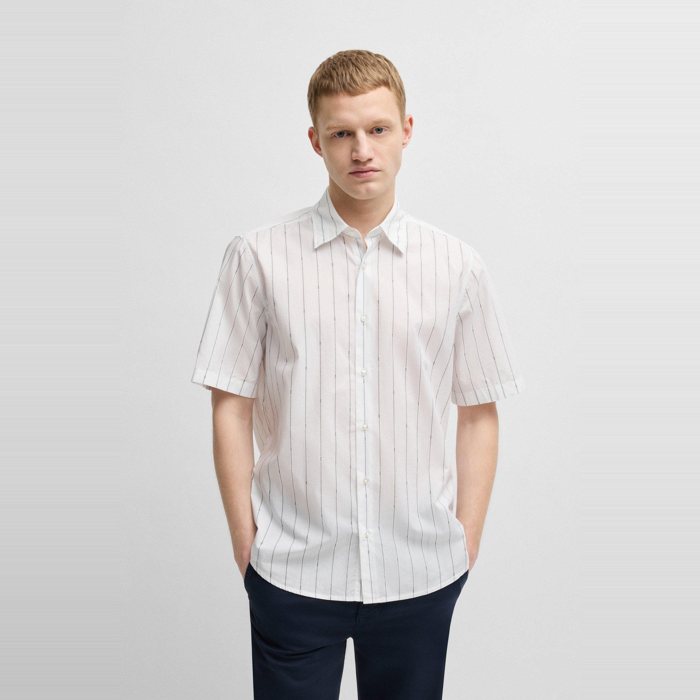 White 100 - Boss - Men's Rash Stripe Short-Sleeve Patterned Shirt - 2