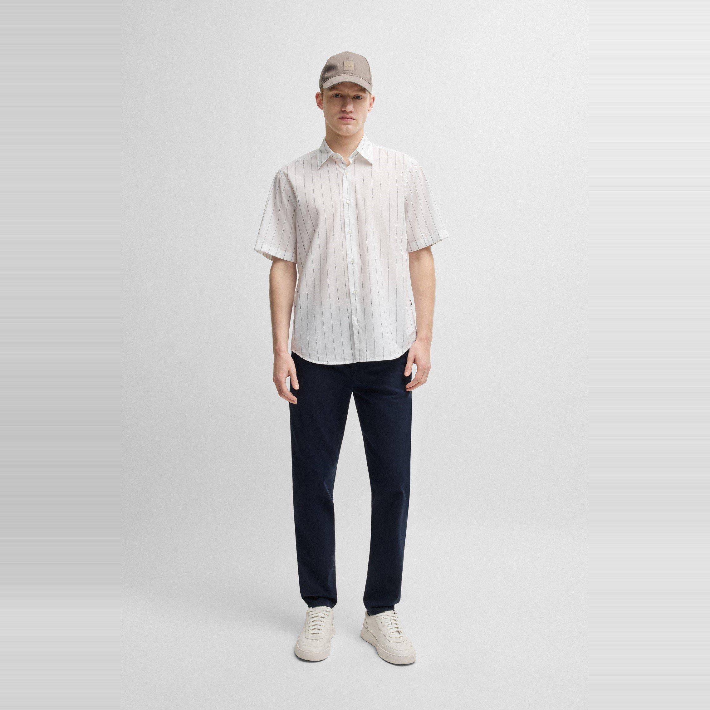 White 100 - Boss - Men's Rash Stripe Short-Sleeve Patterned Shirt - 6