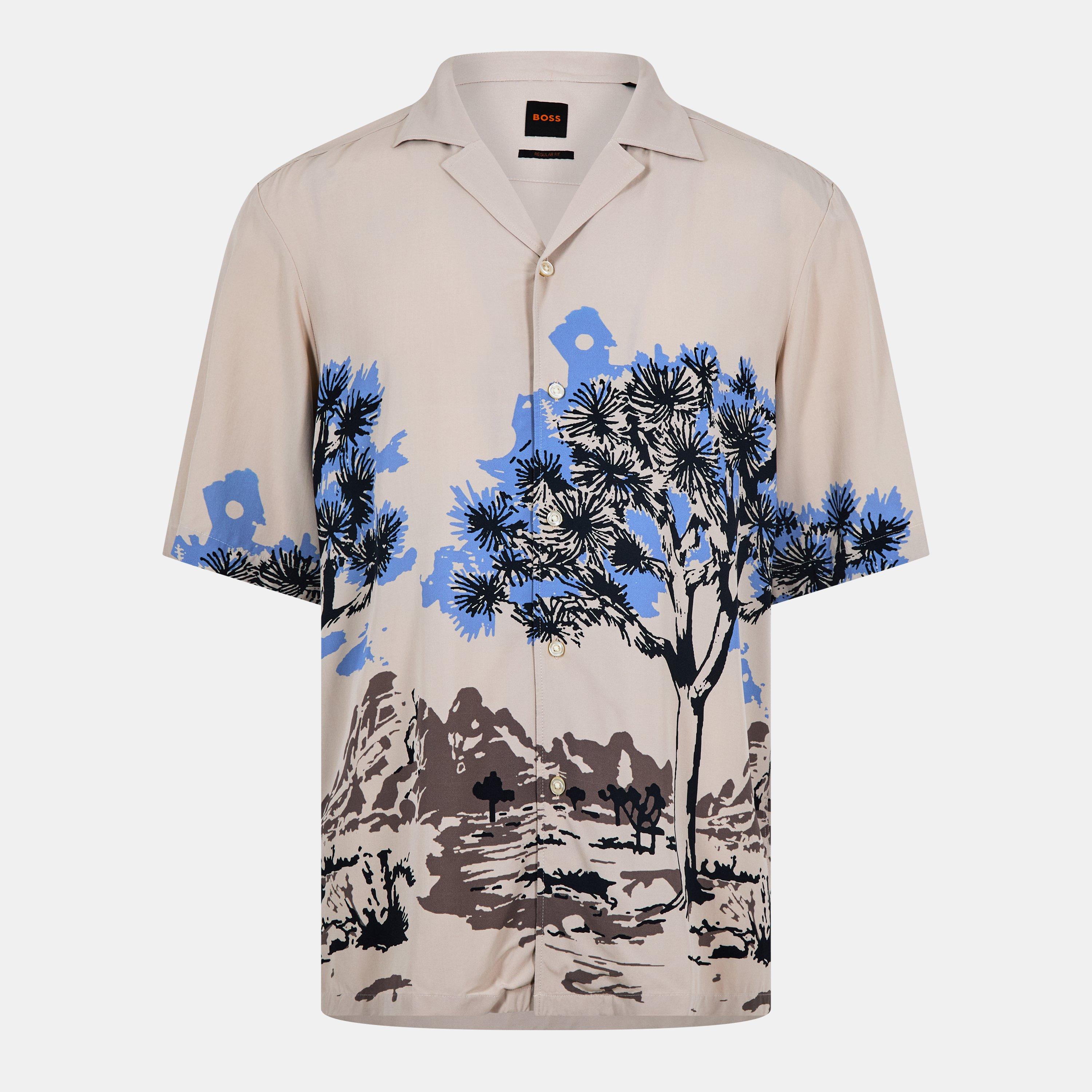 Light Beige 271 - Boss - Men's Rayer M Patterned Short-Sleeve Shirt - 1