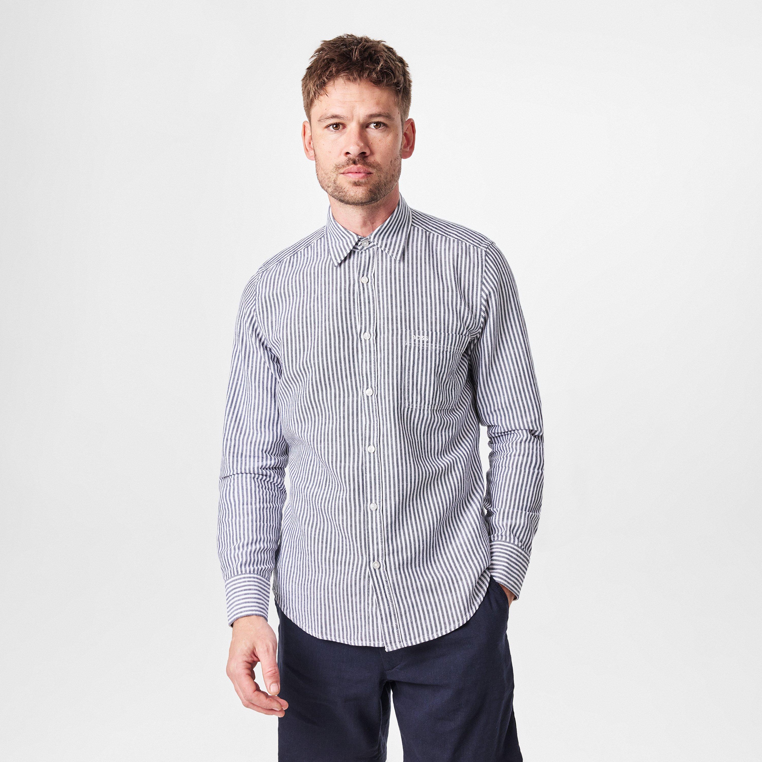 White 100 - Boss - Men's Relegant Stripe Patterned Long-Sleeve Shirt - 3