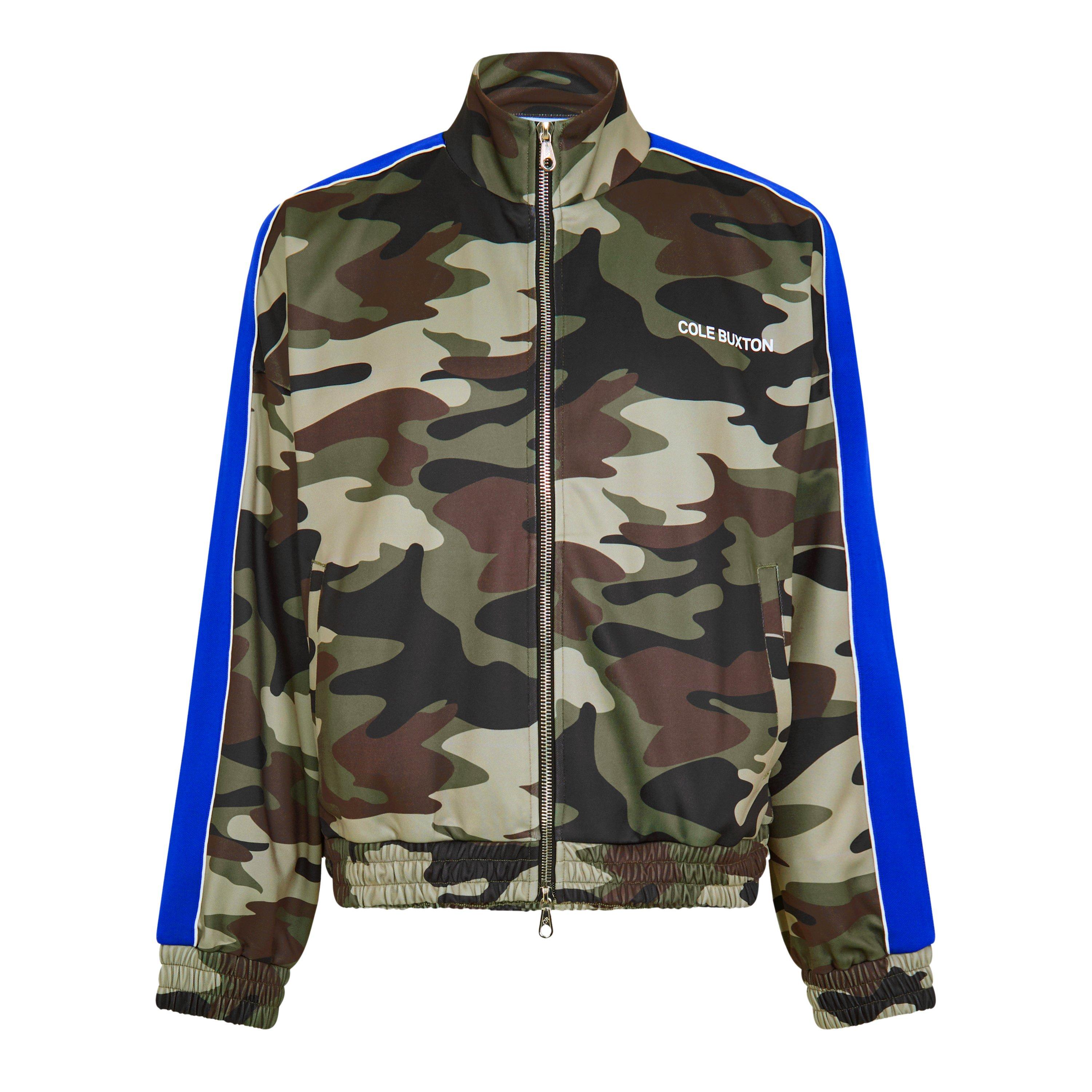 Camo/Blue - Cole Buxton - Men's Camo Zip-Through Relaxed Fit Tracksuit Top - 1