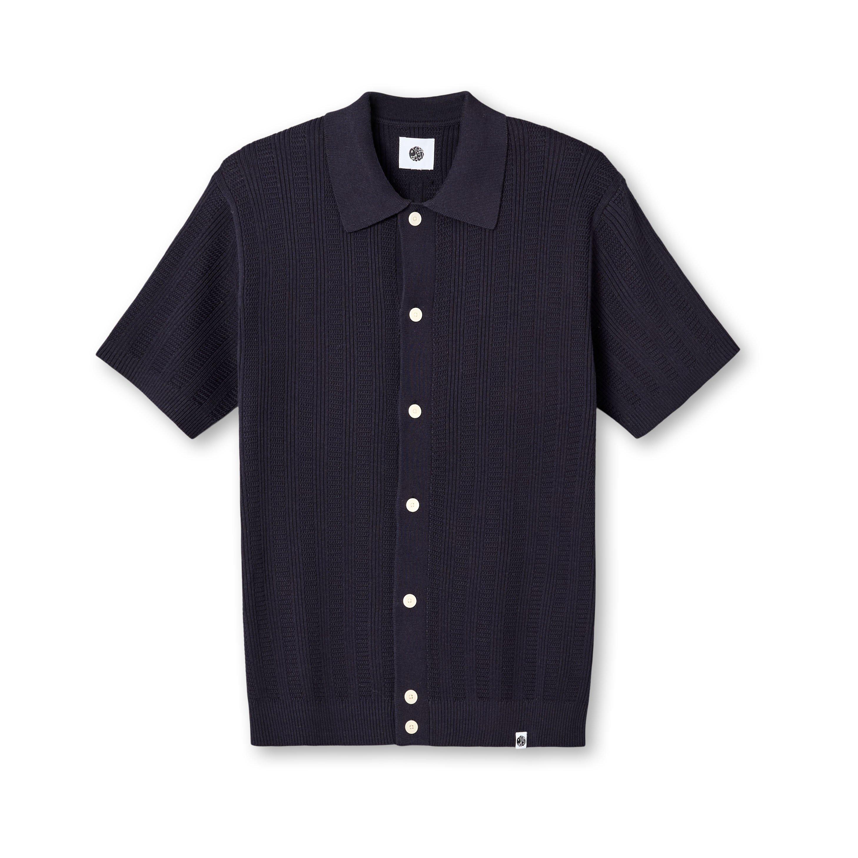 Pretty Green Men's Short-Sleeve Plain Shirt - Navy - Large