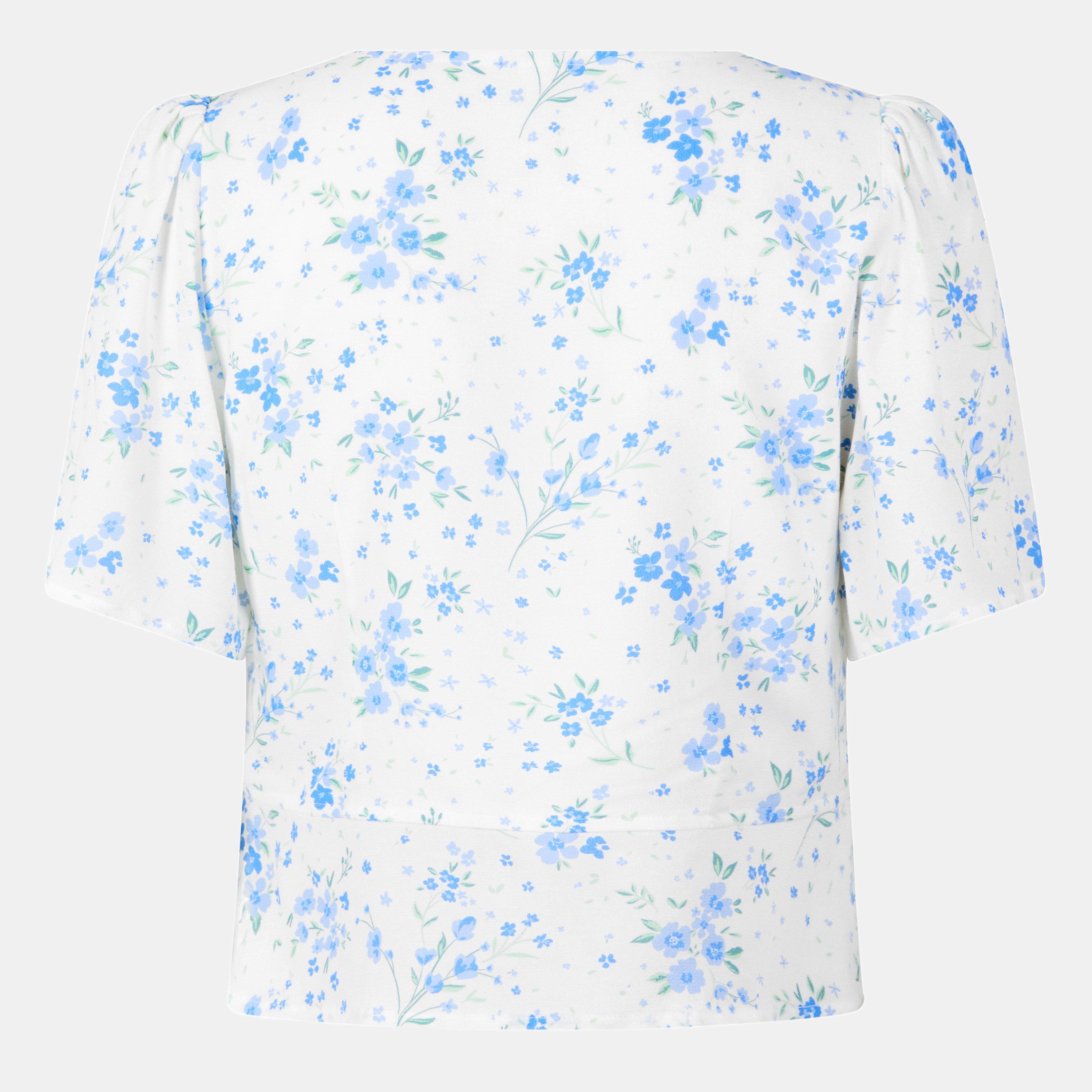 Hvidt Ditsy - Jack Wills - JW Keyhole Short-Sleeve Blouse - 2