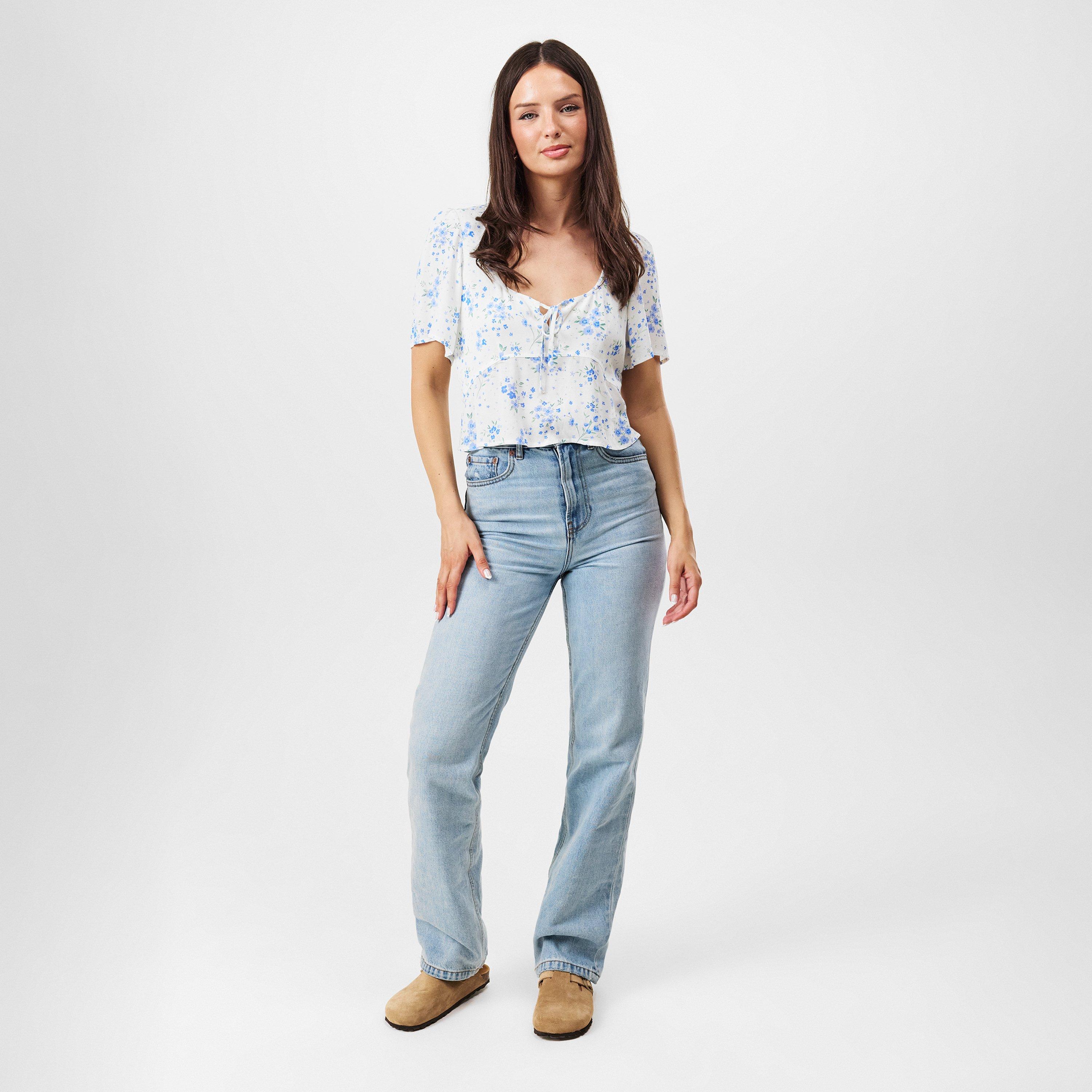 Hvidt Ditsy - Jack Wills - JW Keyhole Short-Sleeve Blouse - 4