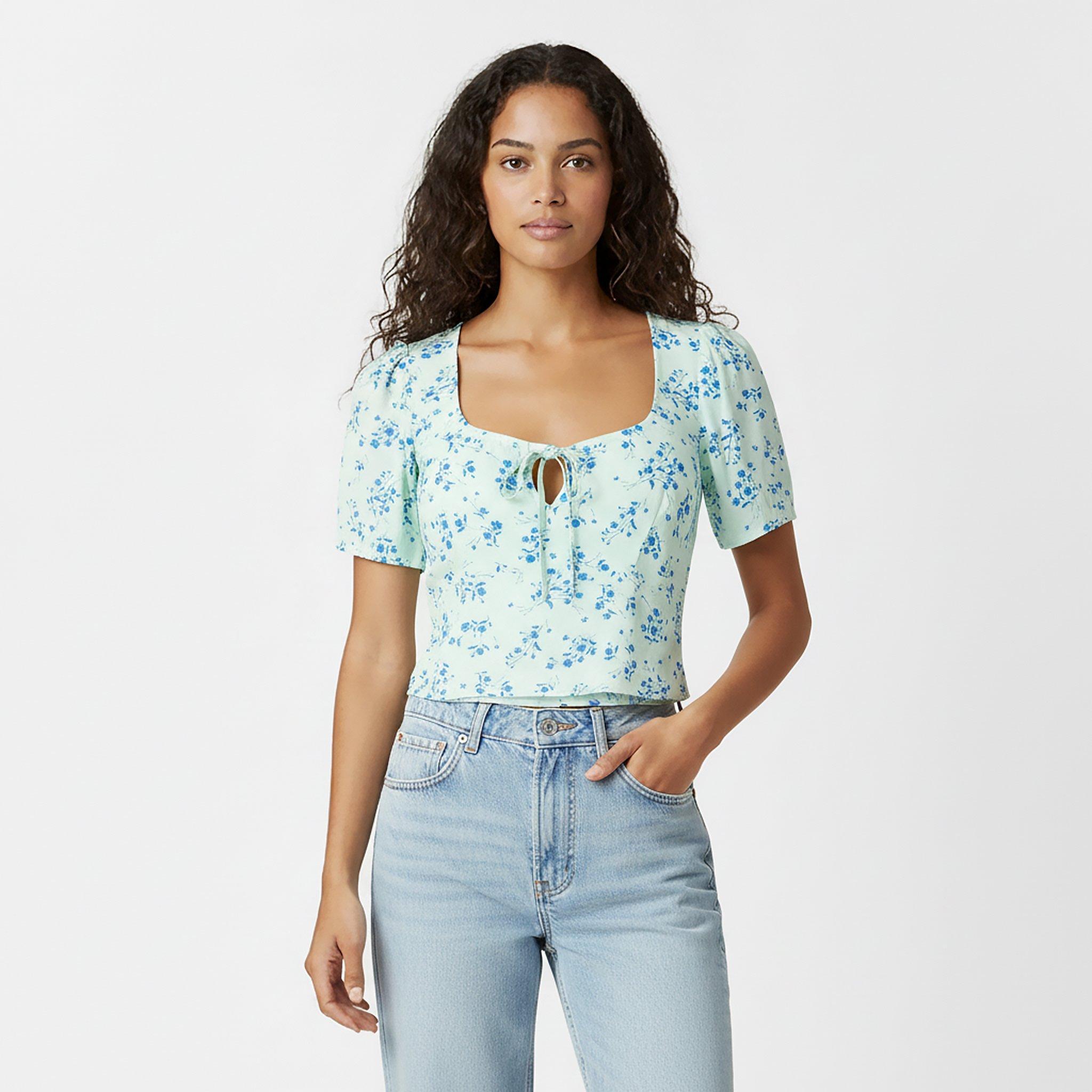 Seaglass Ditsy - Jack Wills - Women's JW Keyhole Short-Sleeve Blouse - 3
