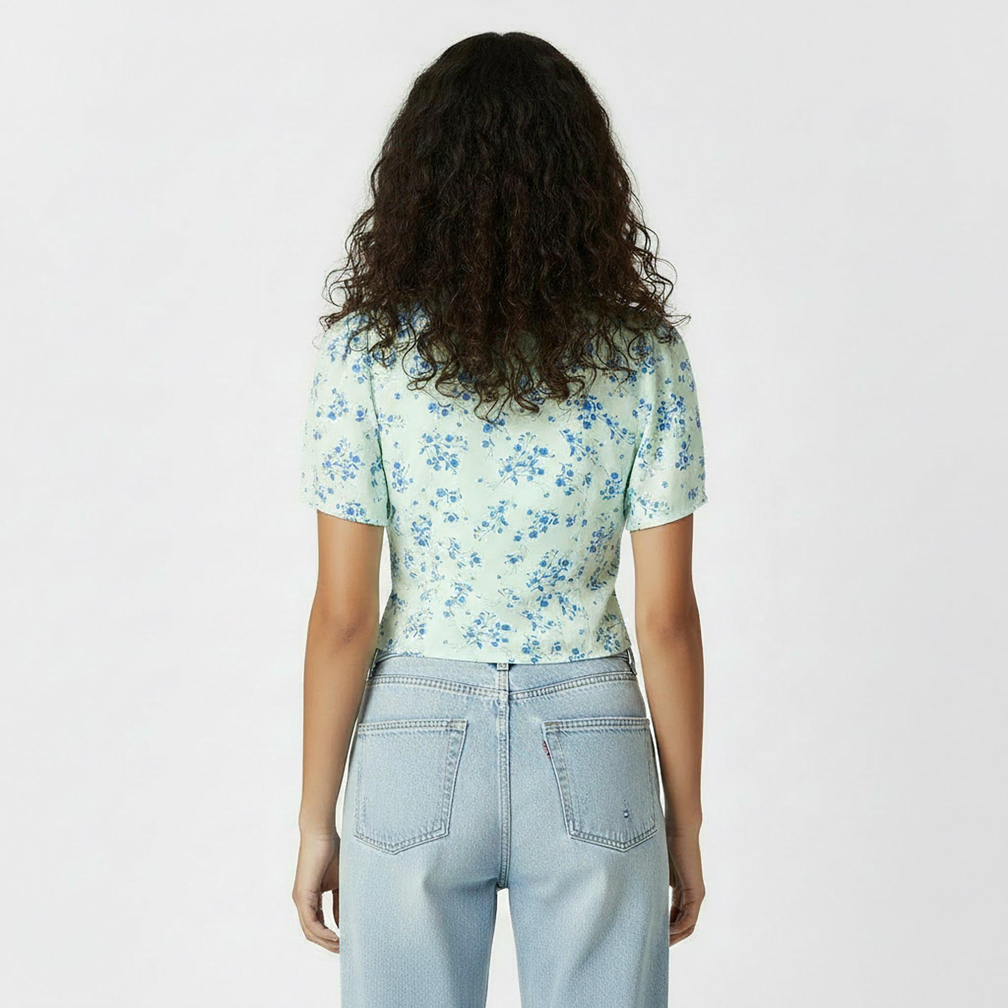 Seaglass Ditsy - Jack Wills - Women's JW Keyhole Short-Sleeve Blouse - 4