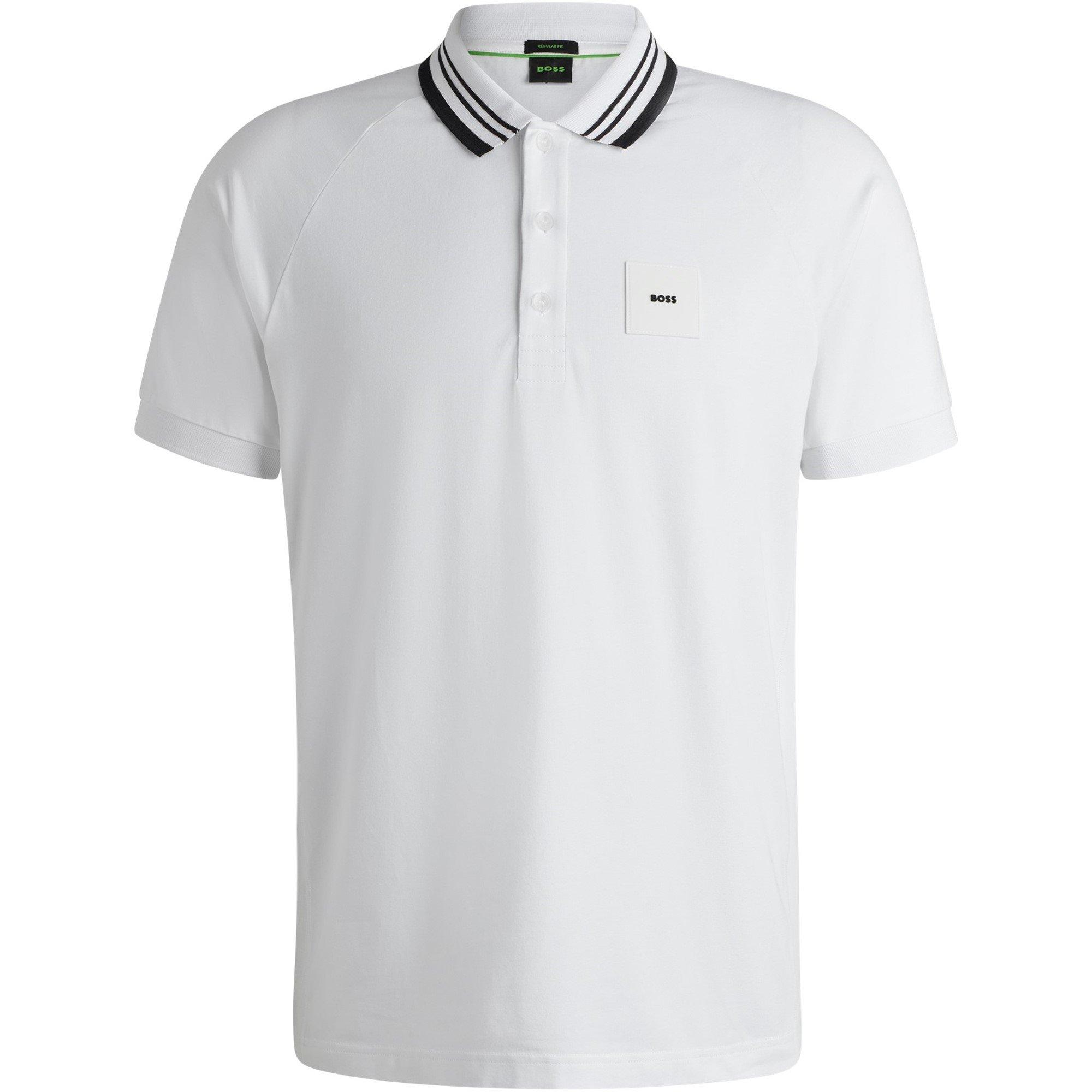 Boss Men's HBG Paddy Rib Polo Shirt, Sporty Sophistication - White 100 - S