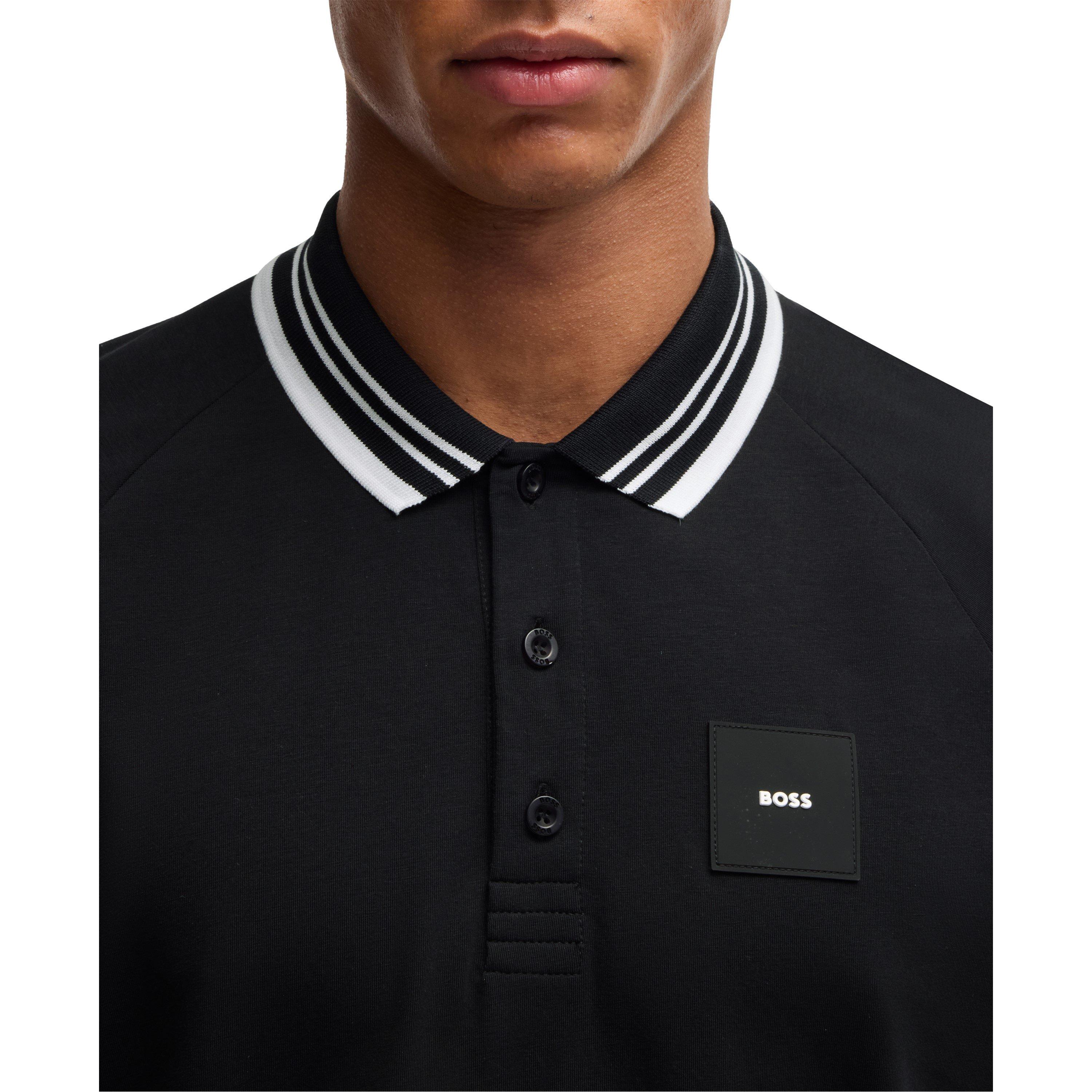 Black 001 - Boss - Men's HBG Paddy Rib Polo Shirt, Sporty Sophistication - 5