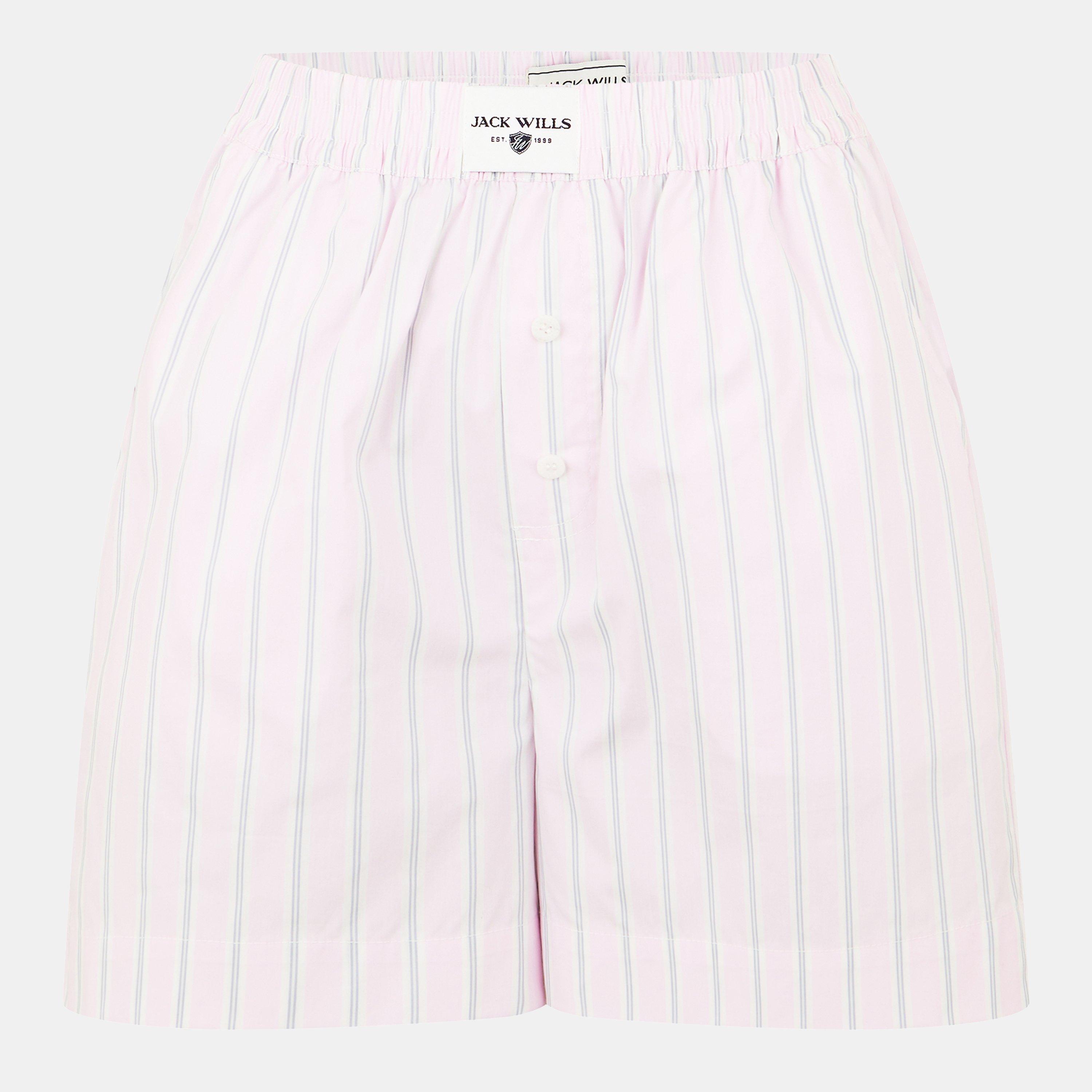 Pink Stripe - Jack Wills - Women's Poplin Woven Tracksuit Shorts - 1
