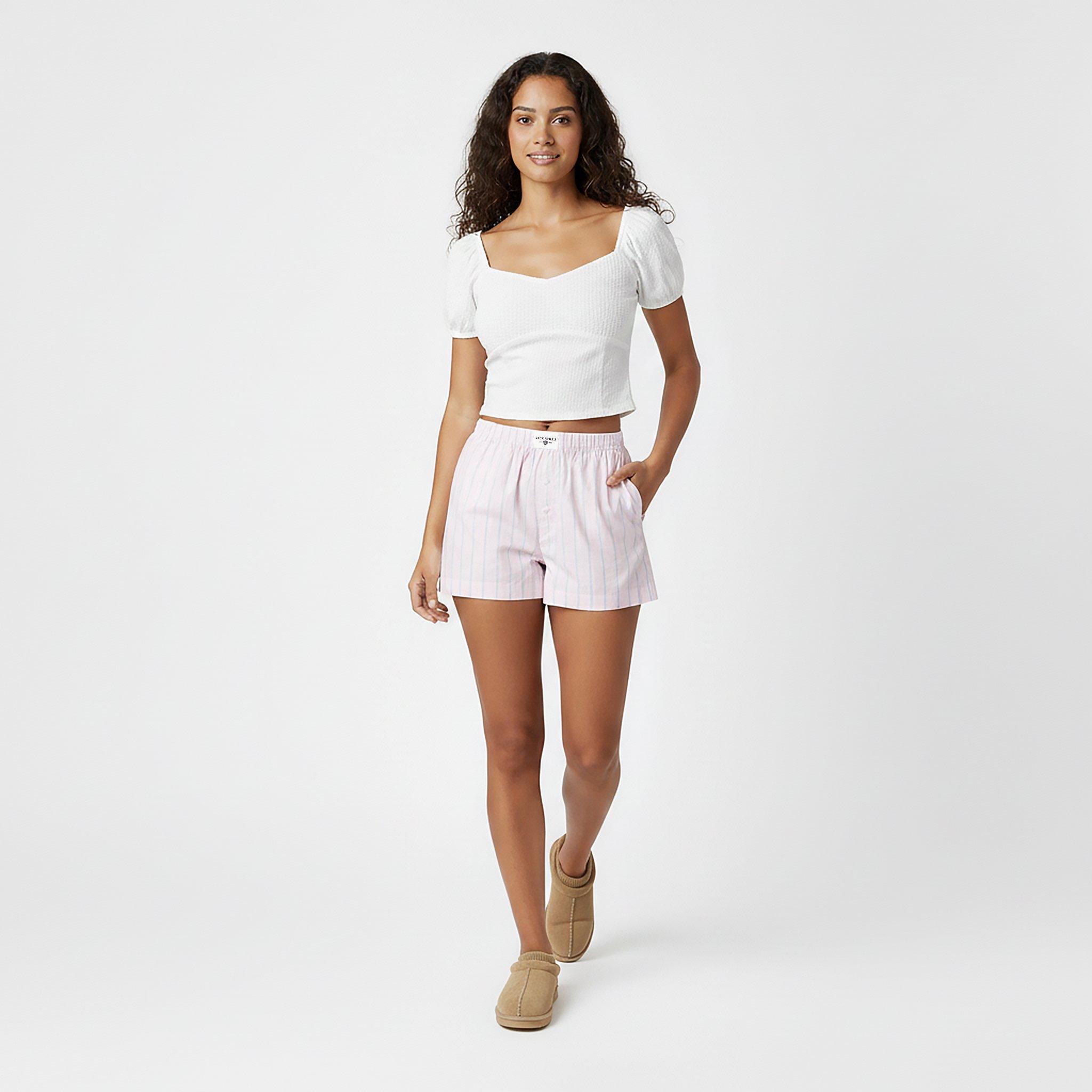 Pink Stripe - Jack Wills - Women's Poplin Woven Tracksuit Shorts - 5