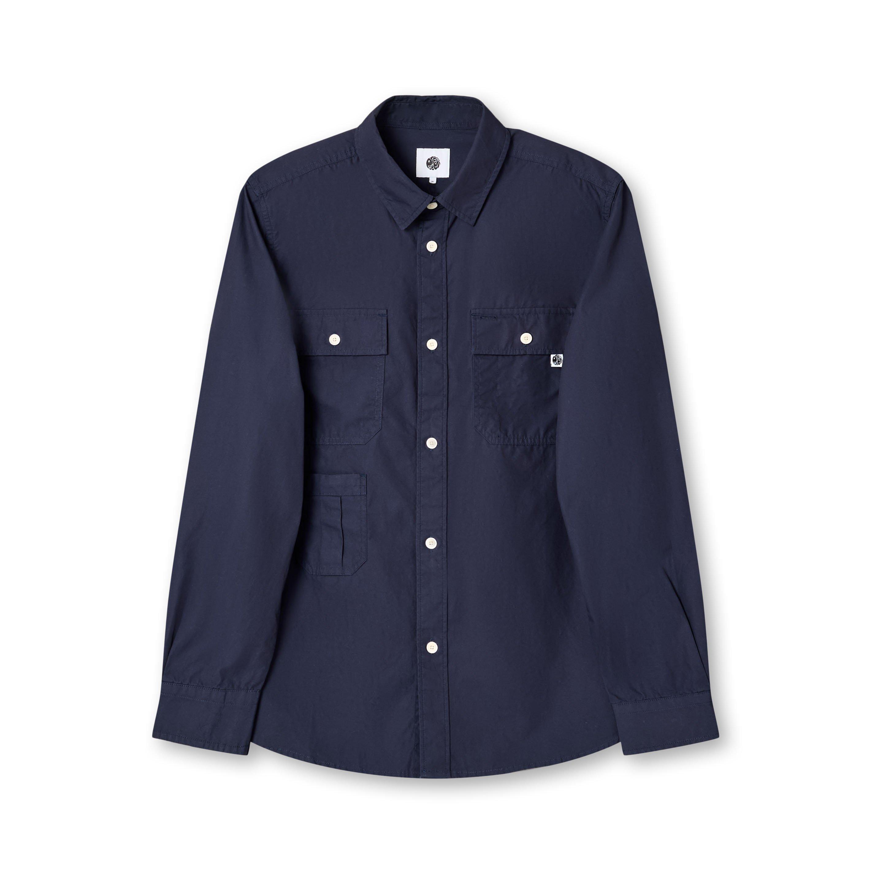 Pretty Green Men's Brentwood Long-Sleeve Plain Shirt - Navy - Small