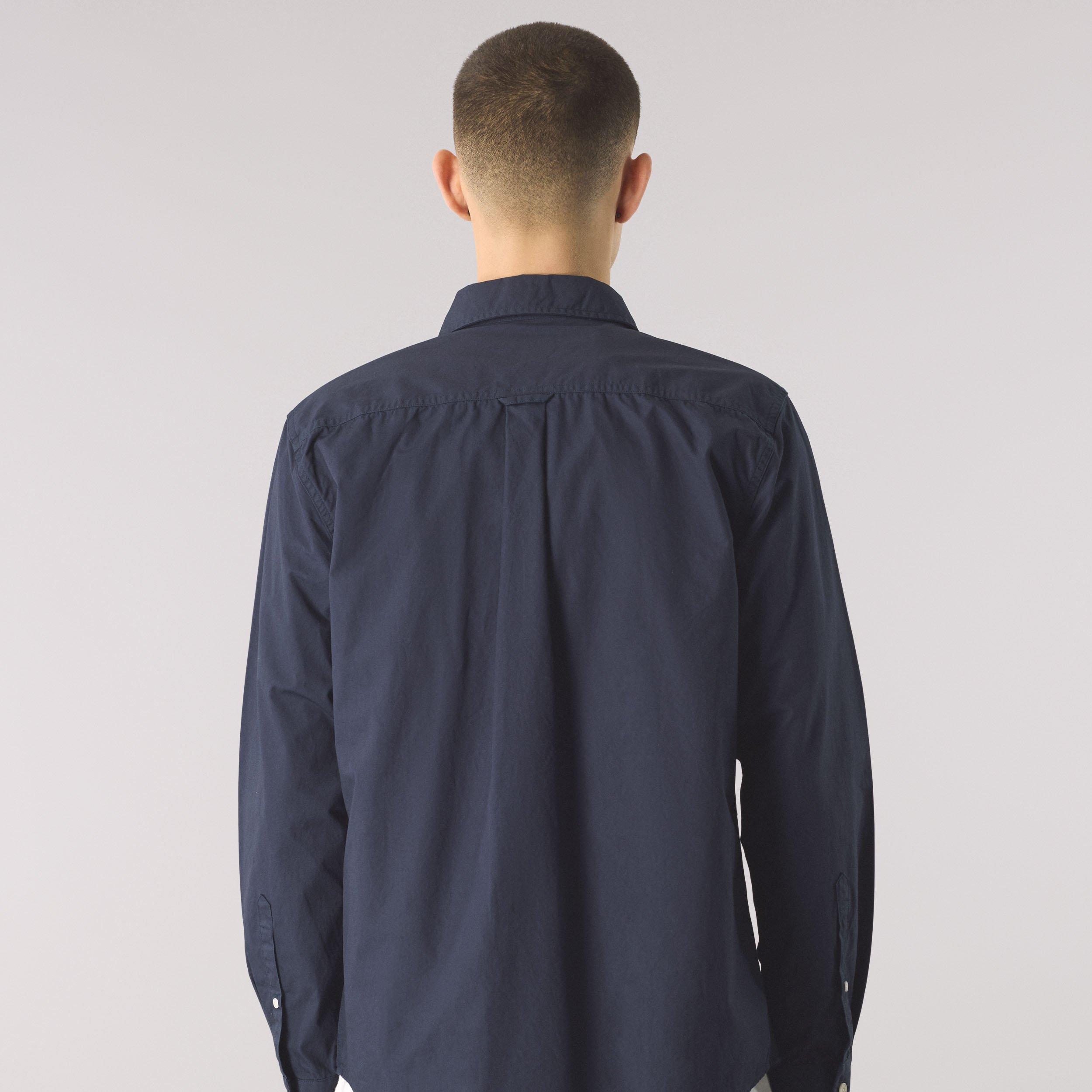 Navy - Pretty Green - Men's Brentwood Long-Sleeve Plain Shirt - 4