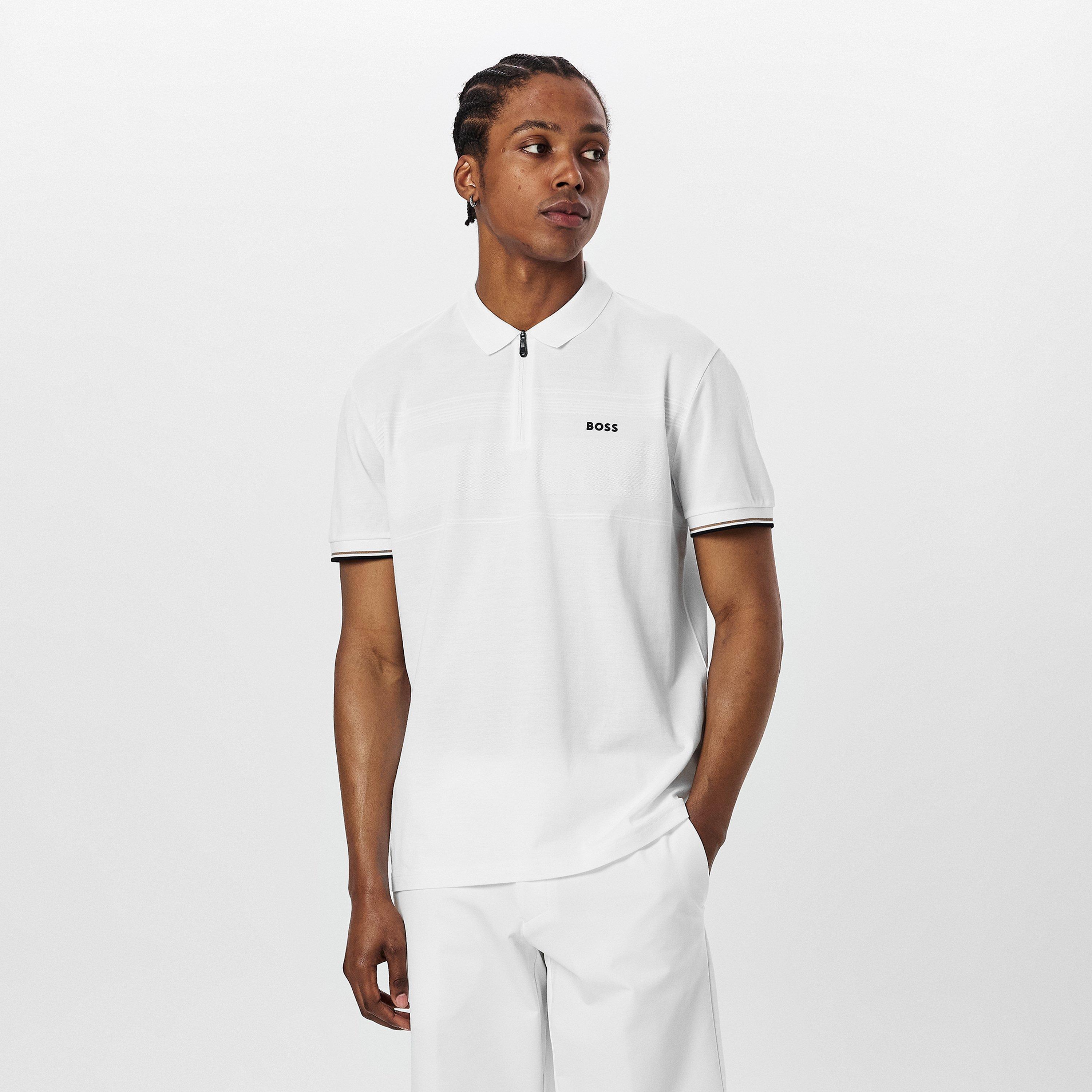 White 100 - Boss - Men's Philix Pima Green Cotton Short Sleeve Polo Shirt - 3