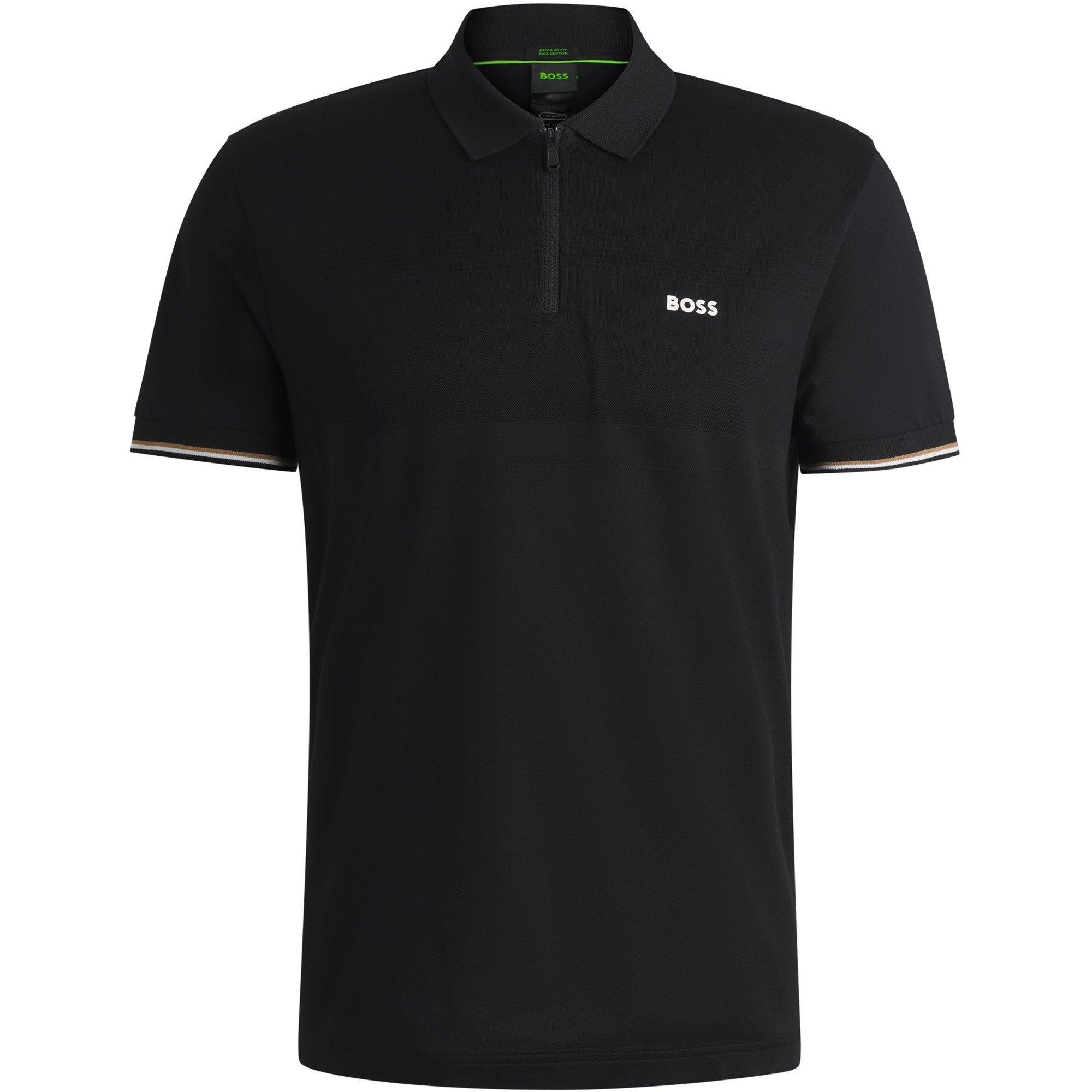 Boss Men's Philix Pima Green Cotton Short Sleeve Polo Shirt - Black 001 - XL