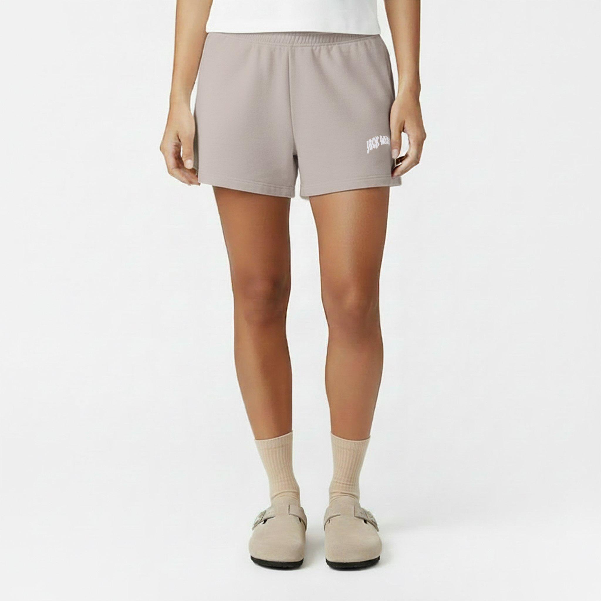Taupe - Jack Wills - Women's Graphic Fleece Jogger Shorts - 3