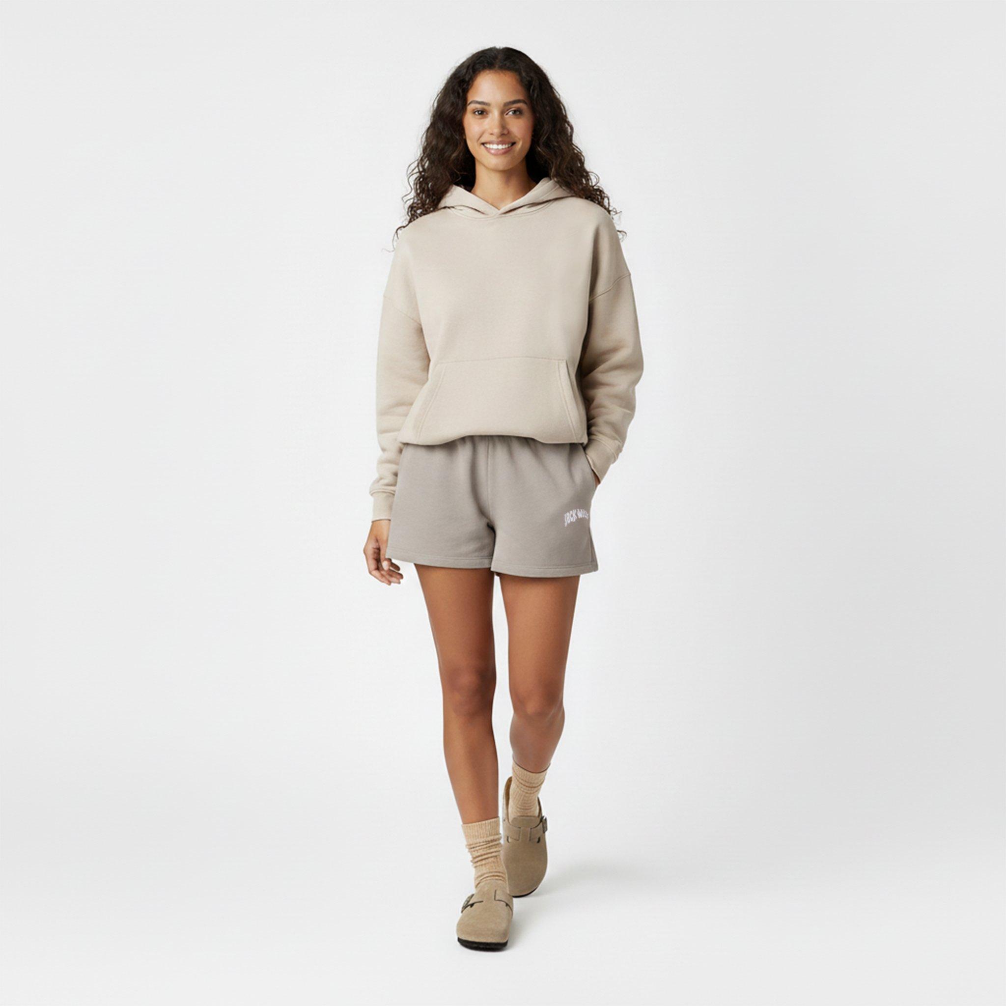 Taupe - Jack Wills - Women's Graphic Fleece Jogger Shorts - 5