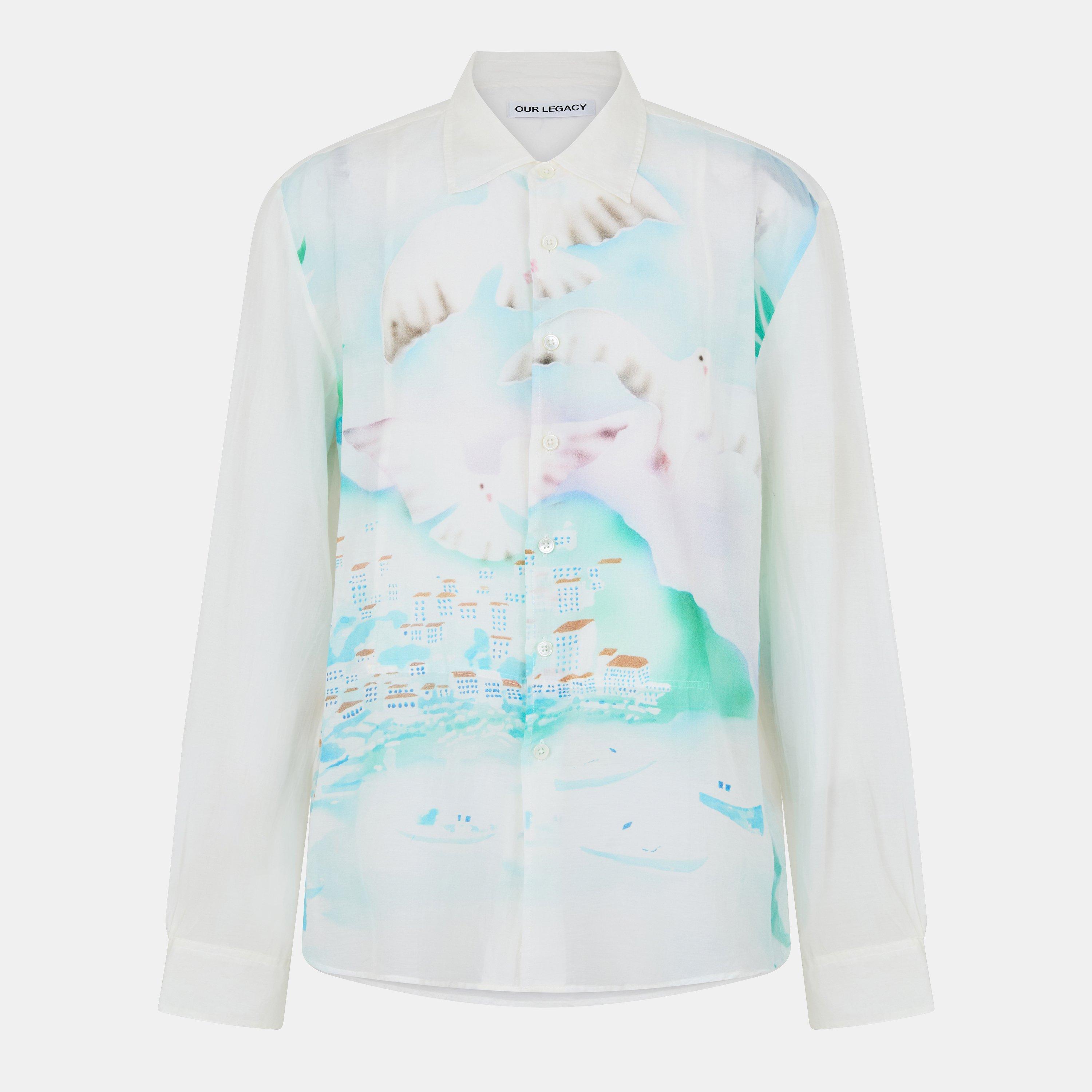 Our Legacy Men's Patterned Long Sleeve Shirt - Sea View Wht - Large