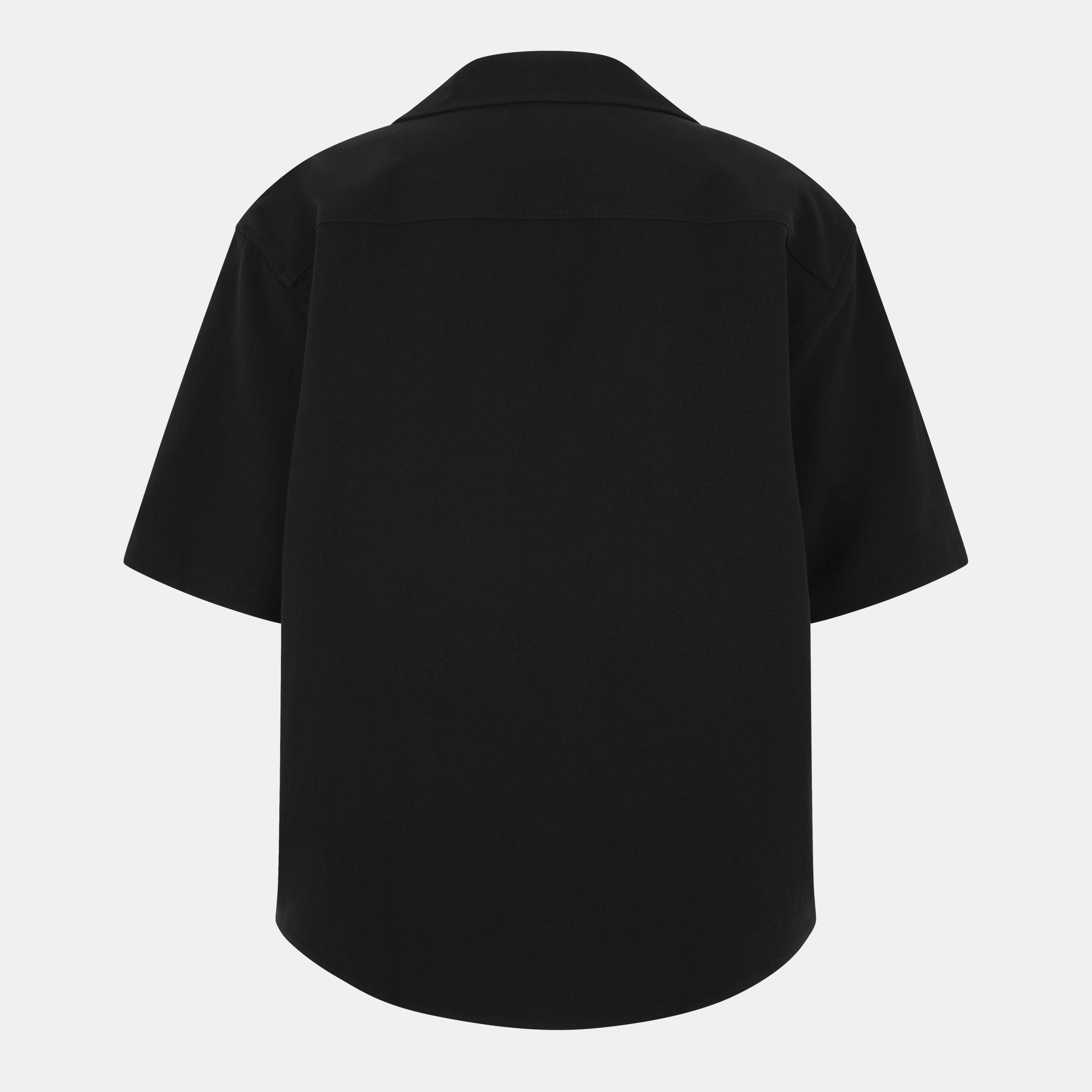 Black - Ami Paris - Men's Camp Short-Sleeve Plain Shirt - 2