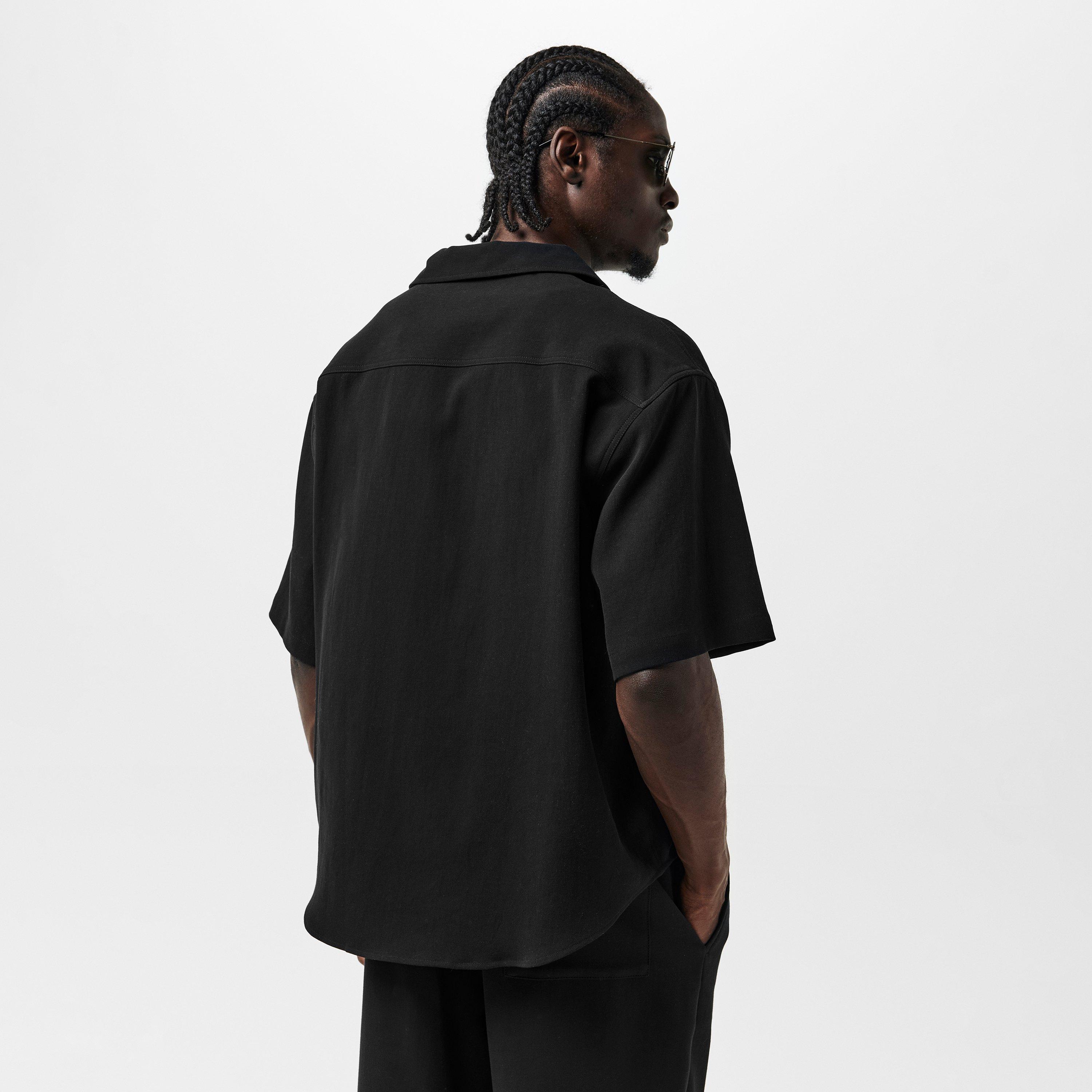 Black - Ami Paris - Men's Camp Short-Sleeve Plain Shirt - 4