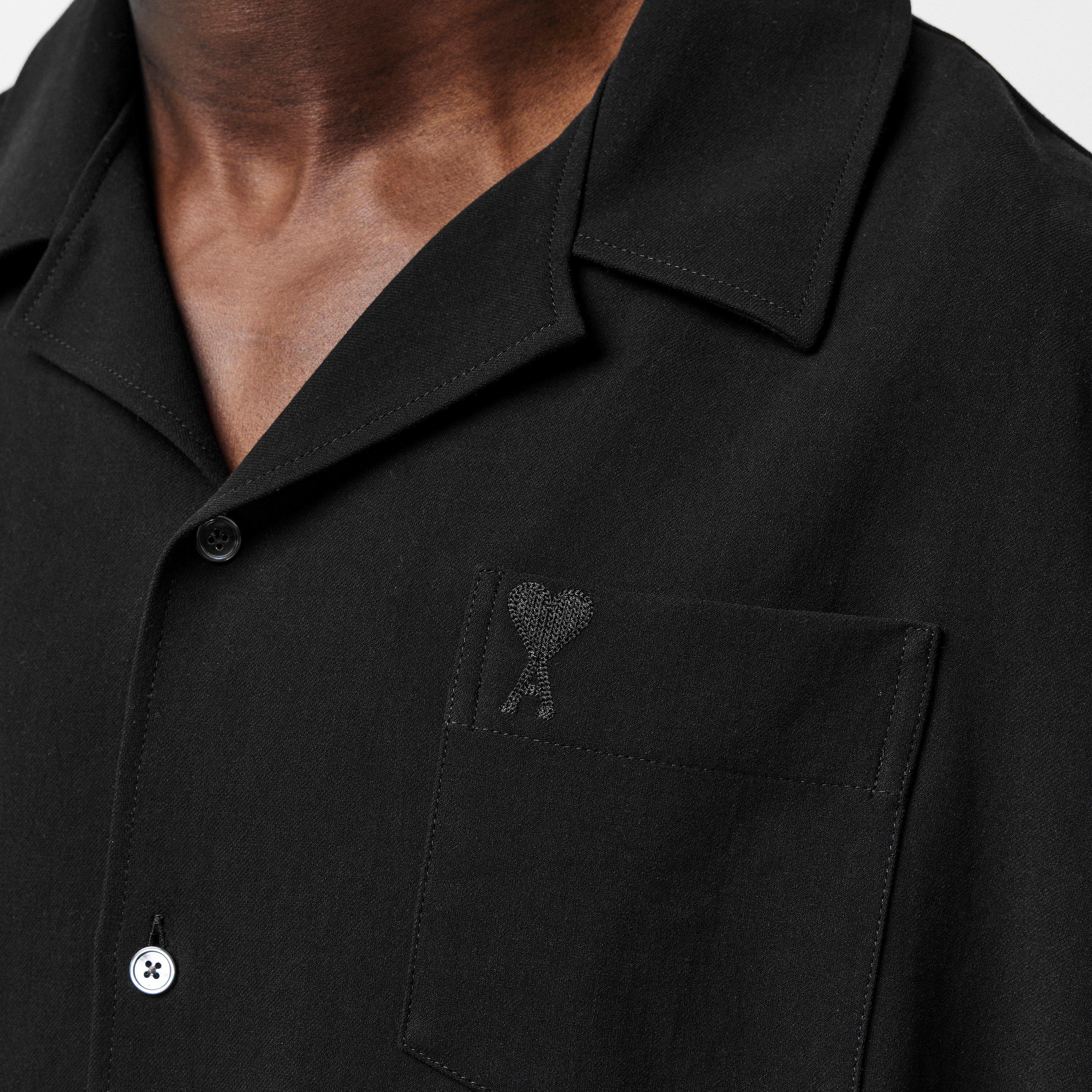 Black - Ami Paris - Men's Camp Short-Sleeve Plain Shirt - 5