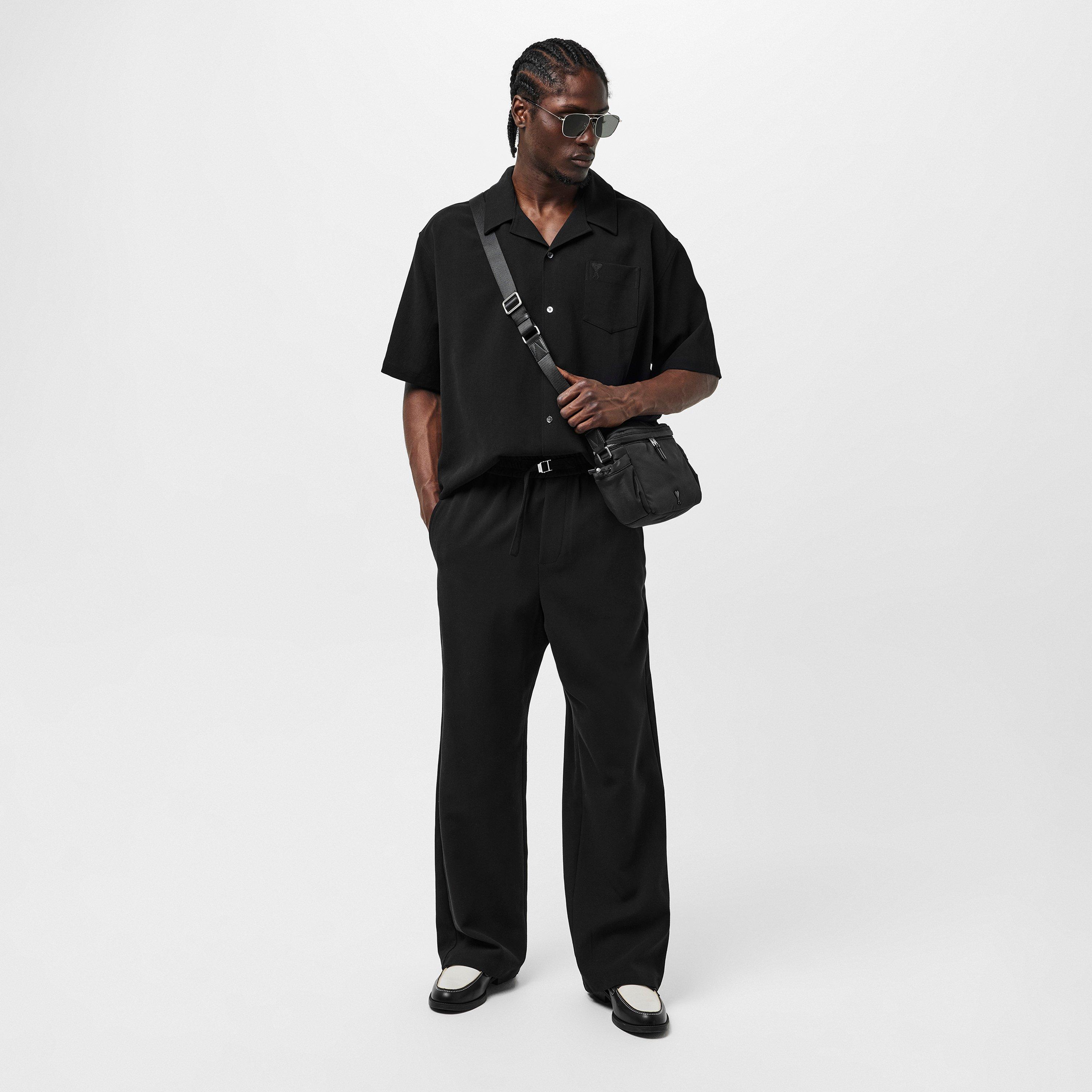 Black - Ami Paris - Men's Camp Short-Sleeve Plain Shirt - 6