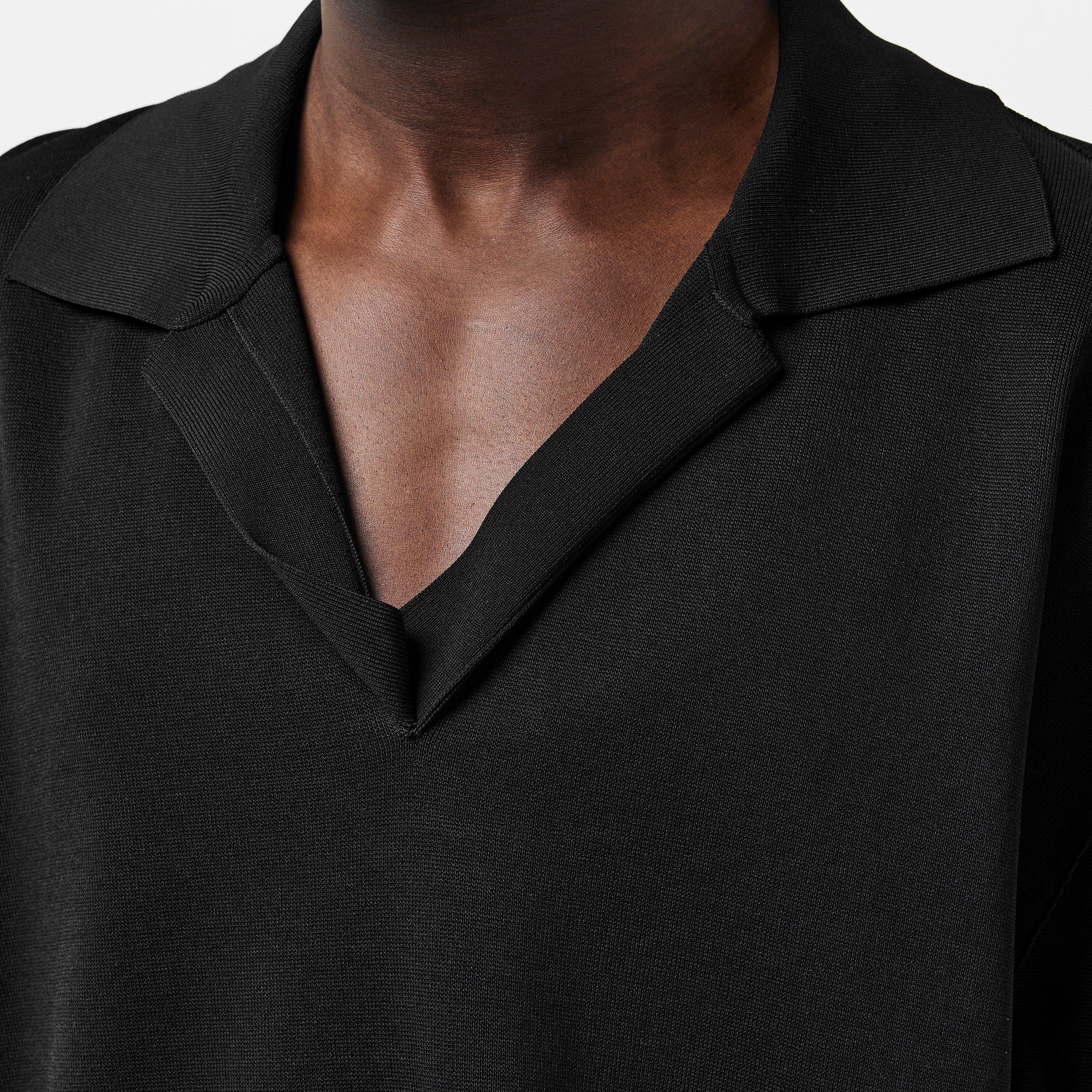 Black - Ami Paris - Men's Knitted Short-Sleeve Polo Shirt - 5