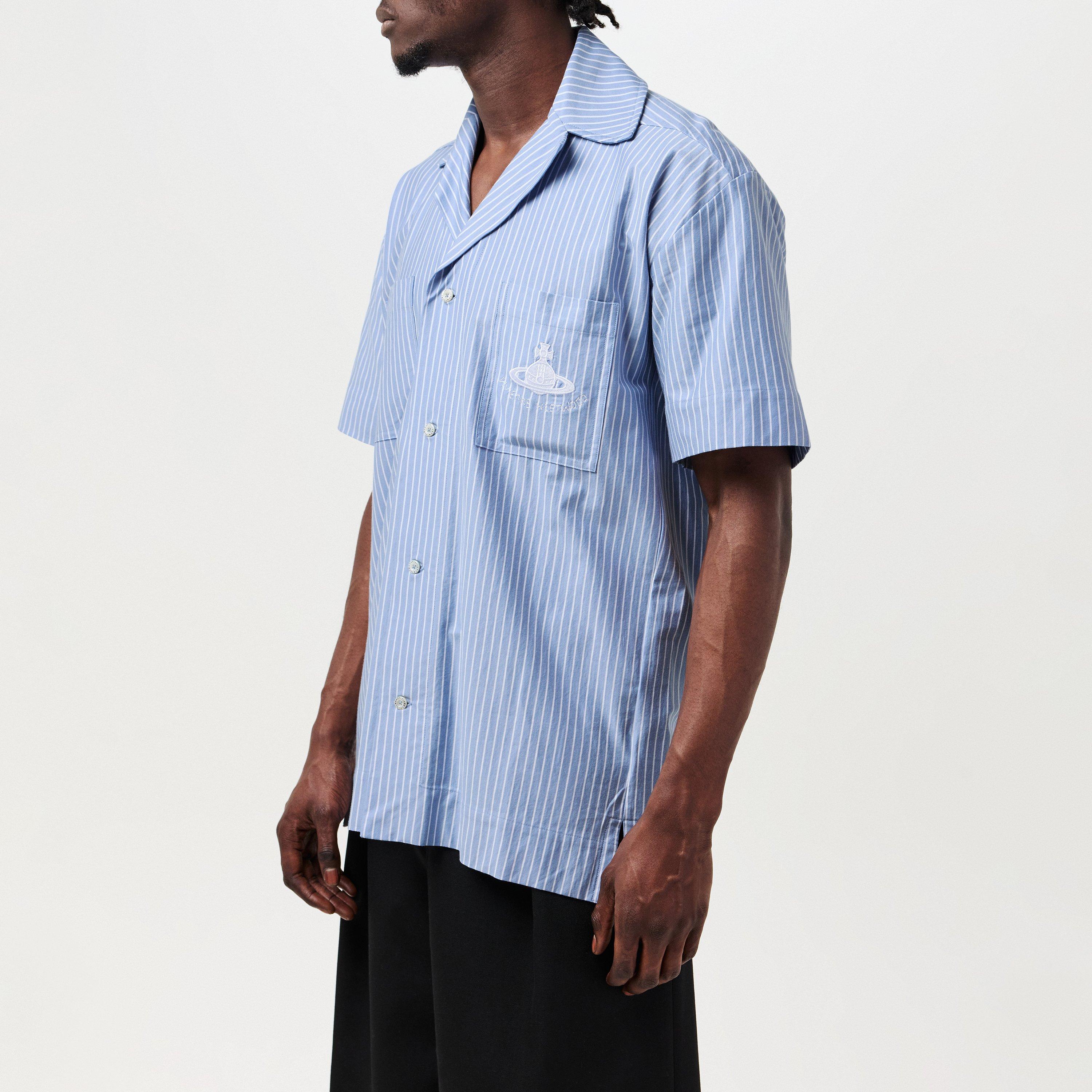 White/Blue - Vivienne Westwood - Men's Short-Sleeve Patterned Shirt - 2