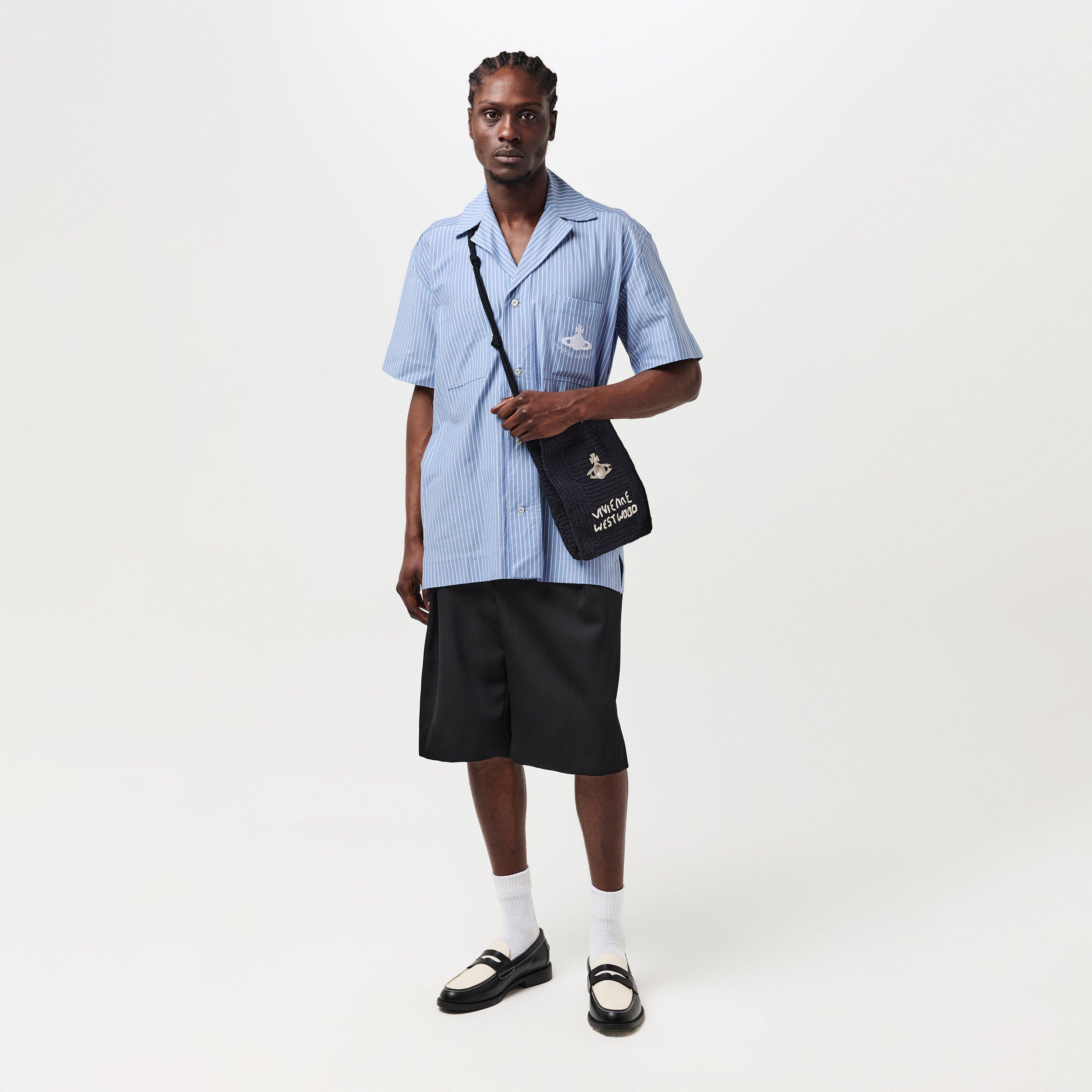 White/Blue - Vivienne Westwood - Men's Short-Sleeve Patterned Shirt - 4