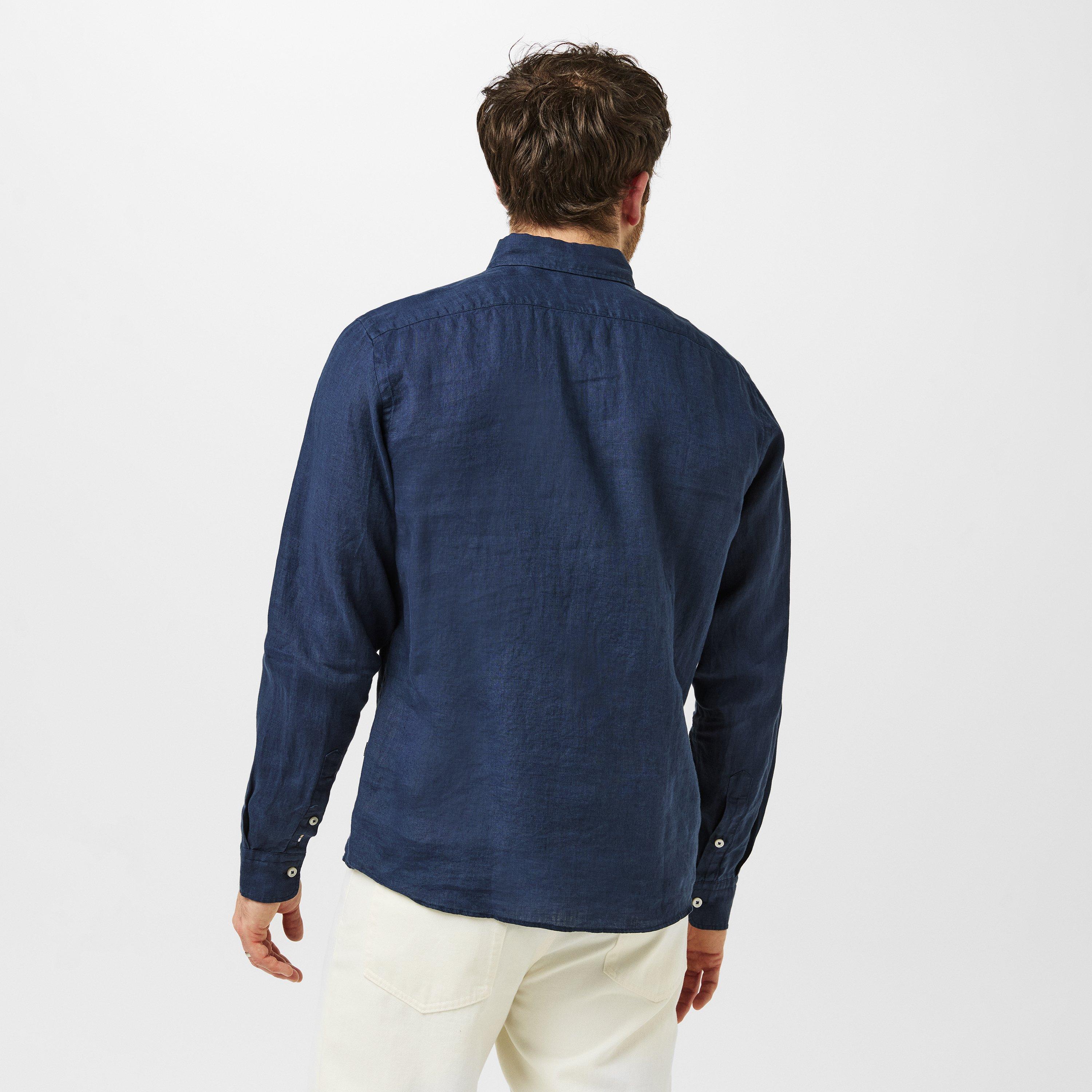 Dark Blue 404 - Boss - Men's H Liam Black Long Sleeve Plain Shirt - 4