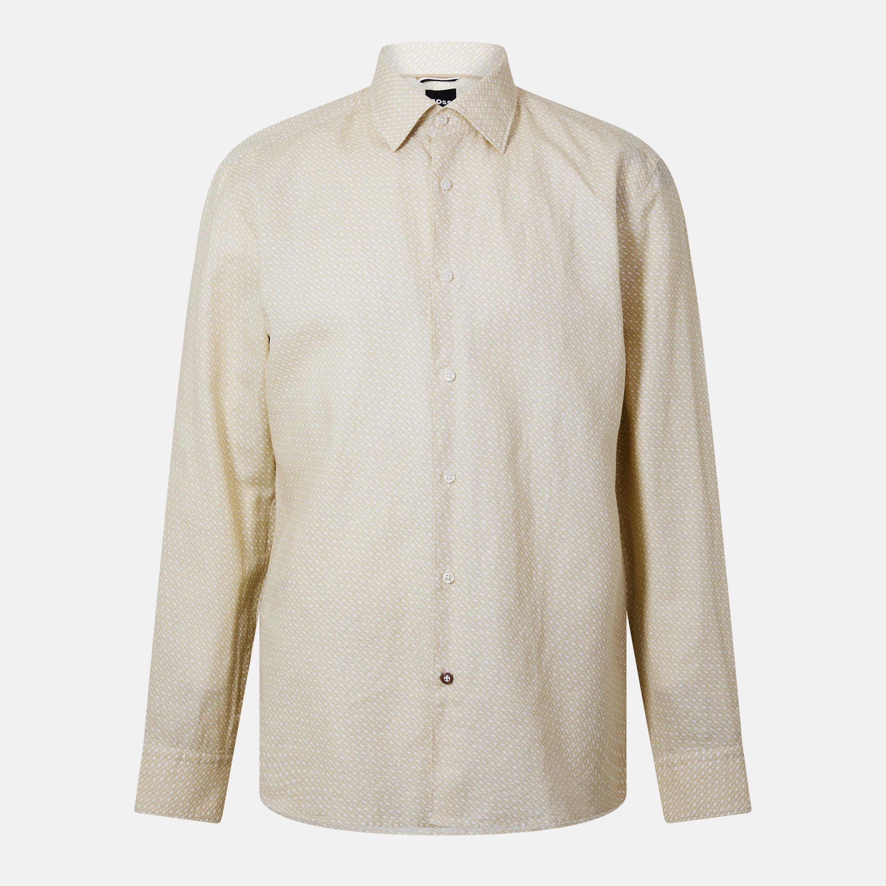 Boss Men's Hbb Chal Kent Patterned Short-Sleeve Shirt - Open White 131 - 17.5 inch