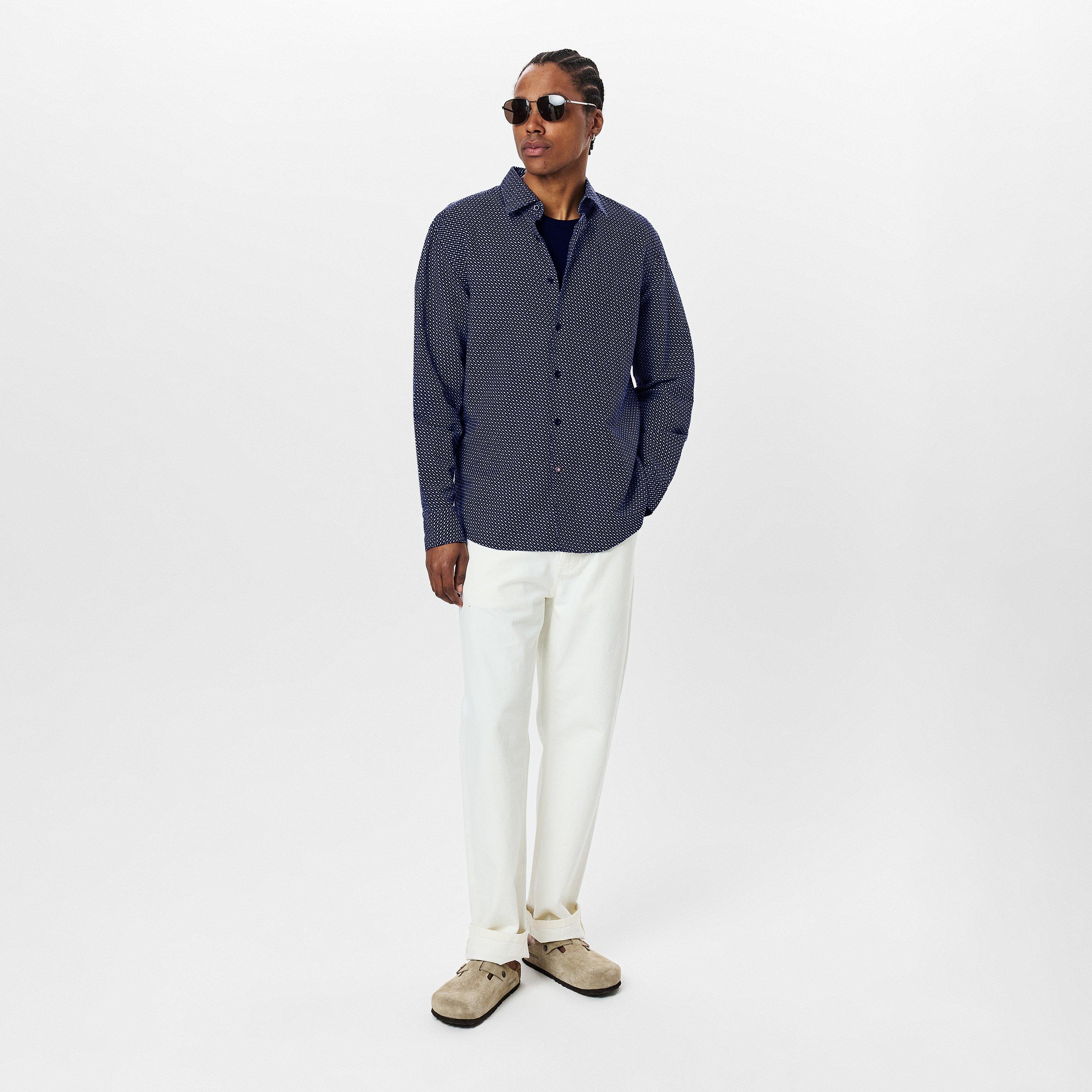 Dark Blue 404 - Boss - Men's HBB CHAL Kent Patterned Short-Sleeve Shirt - 6