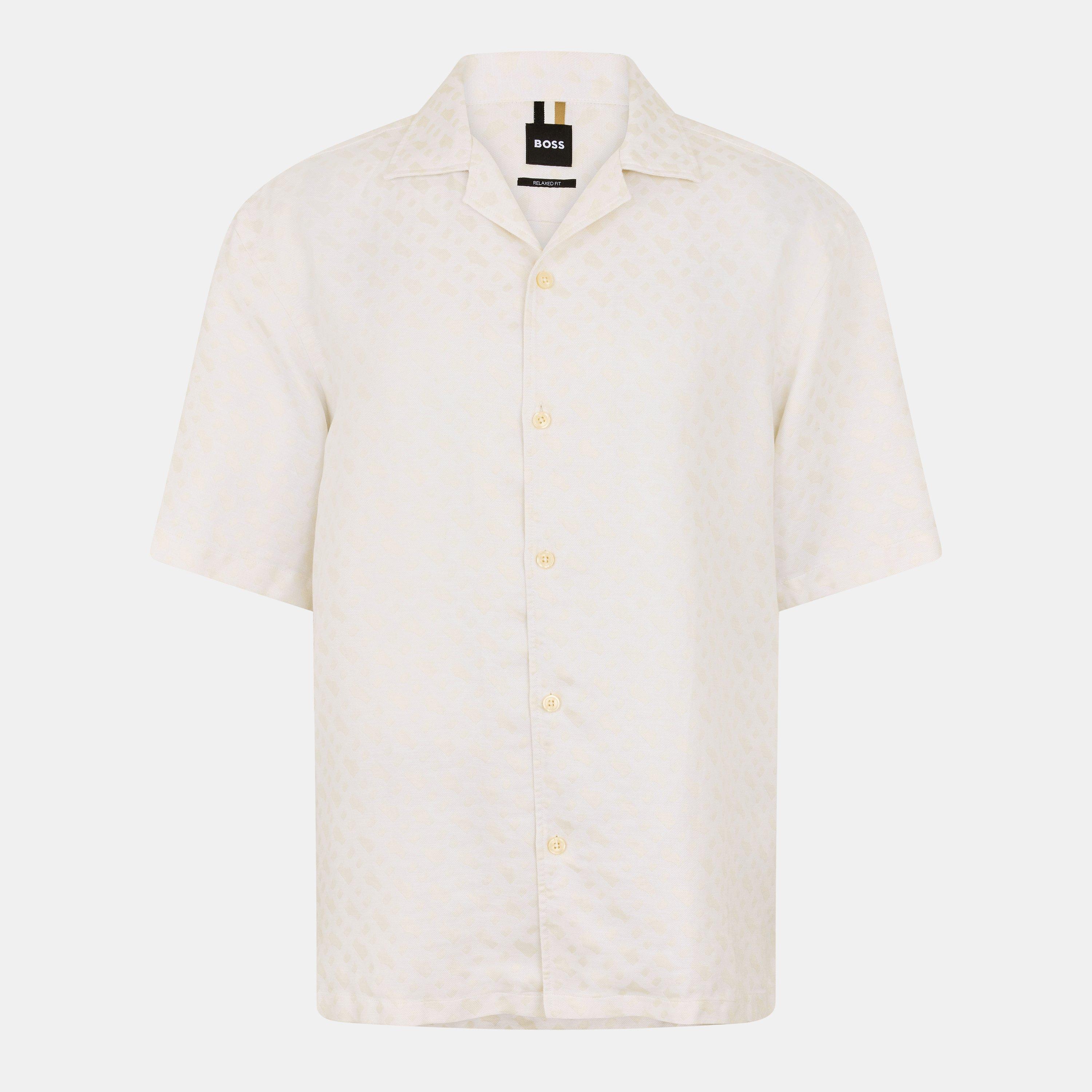 Boss Men's C-Lars Short Sleeve Shirt - Open White 131 - 2X Large
