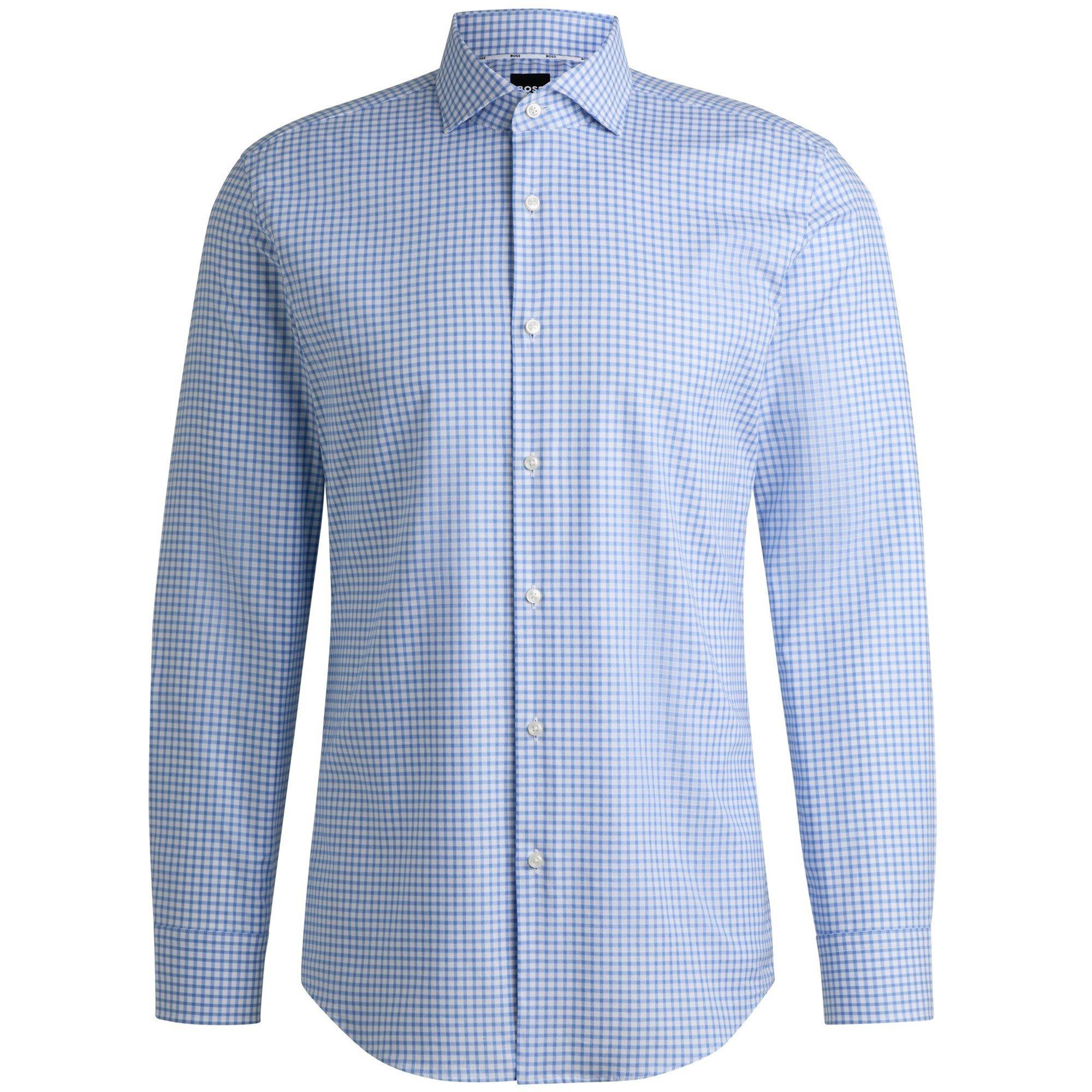 Boss Men's H-Hank Long Sleeve Spread Collar Shirt - Lt Pas Blue 450 - 15 inch
