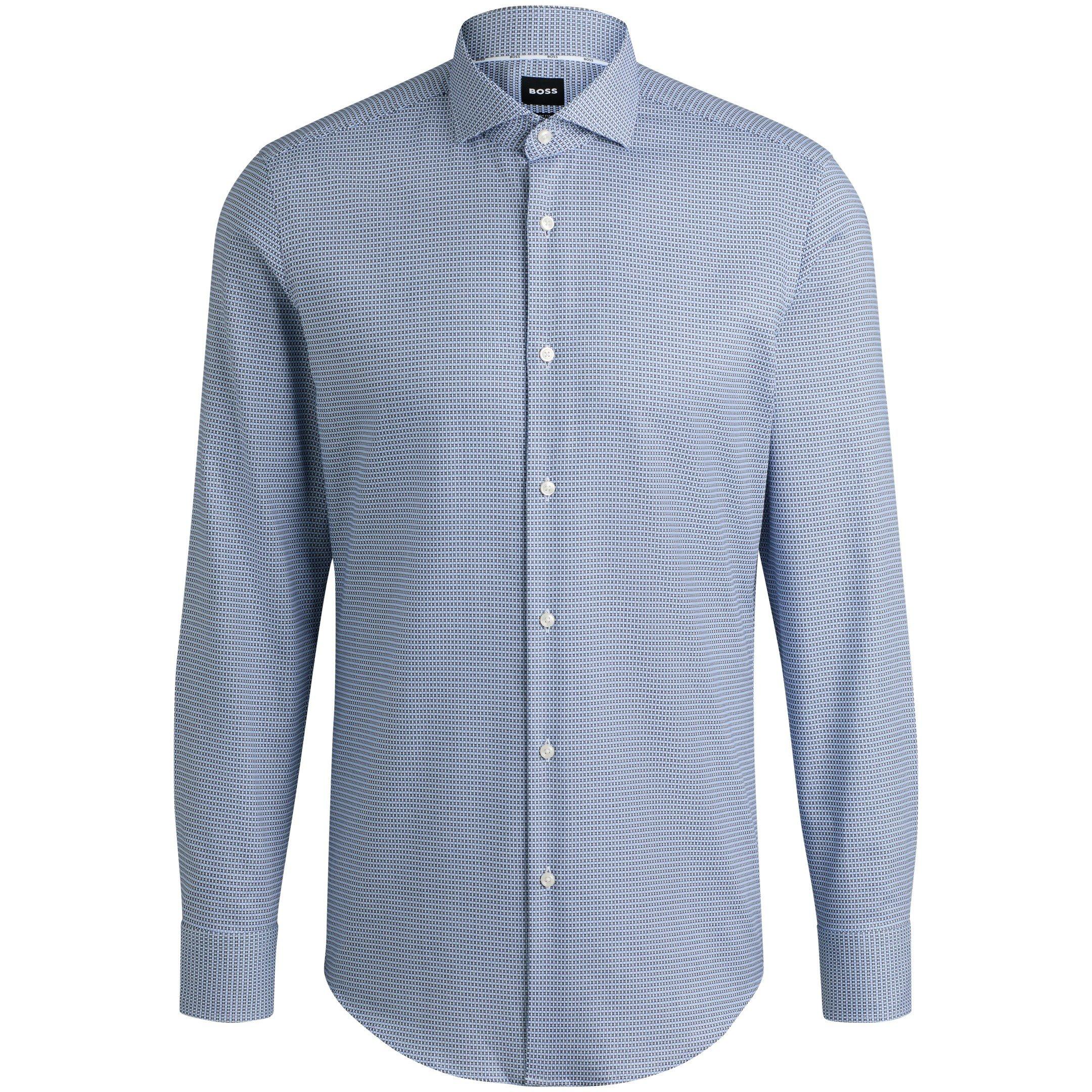 Boss Men's H-Hank Long Sleeve Spread Collar Shirt - Dark Blue - 16.5 inch