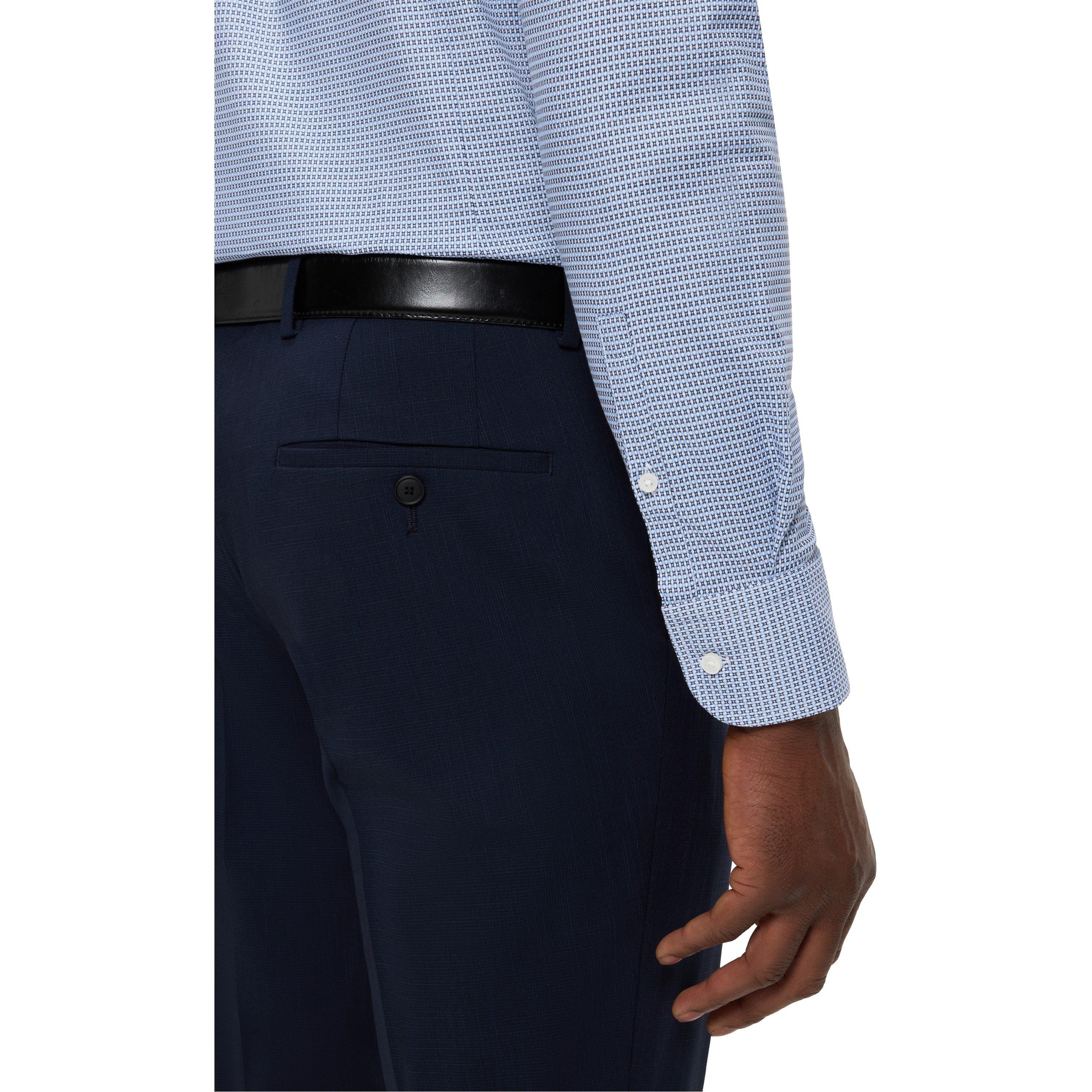 Dark Blue - Boss - Men's H-HANK Long Sleeve Spread Collar Shirt - 4