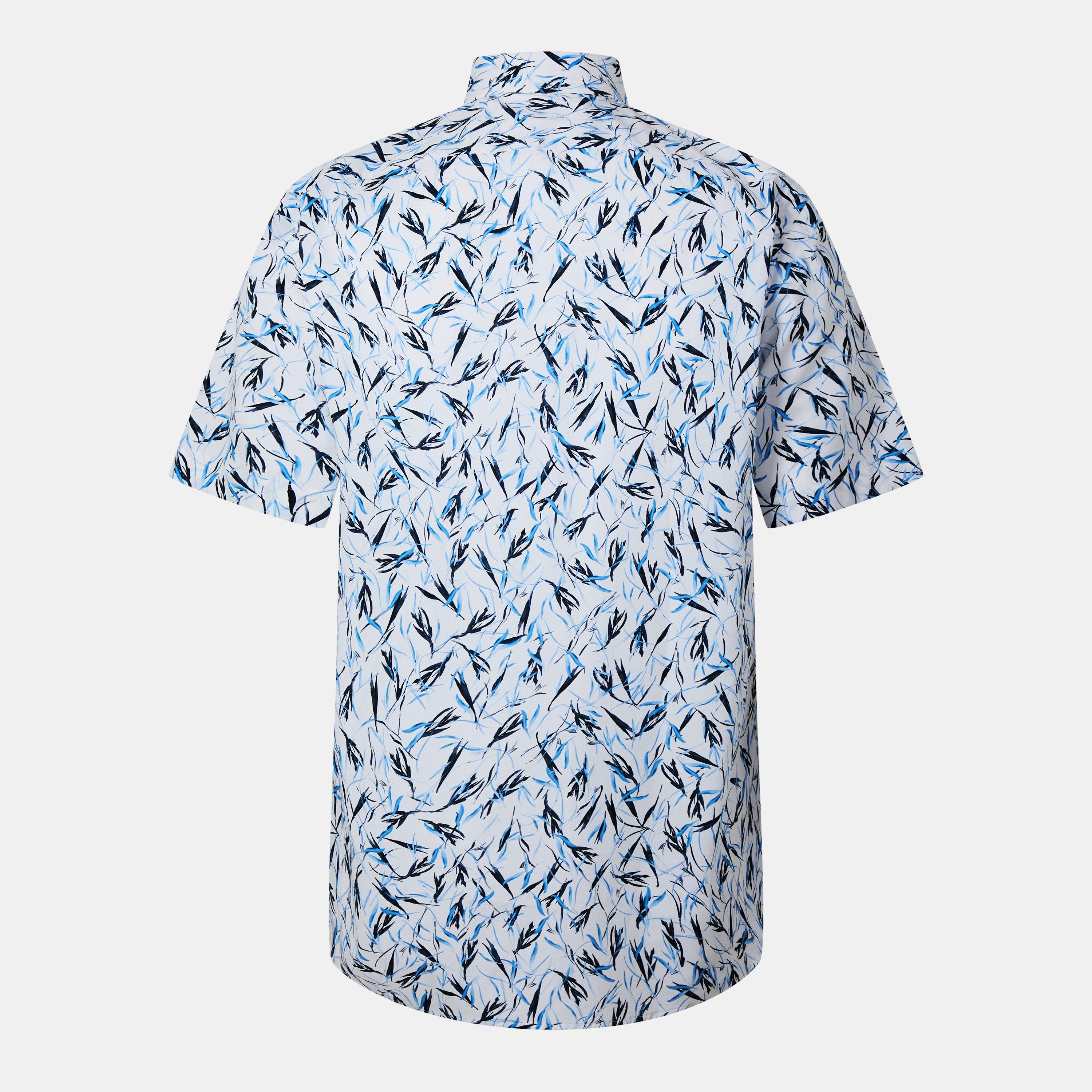 Lt Pas Blue 450 - Boss - Men's H-JOE Kent Patterned Short Sleeve Tailored Fit Shirt - 2