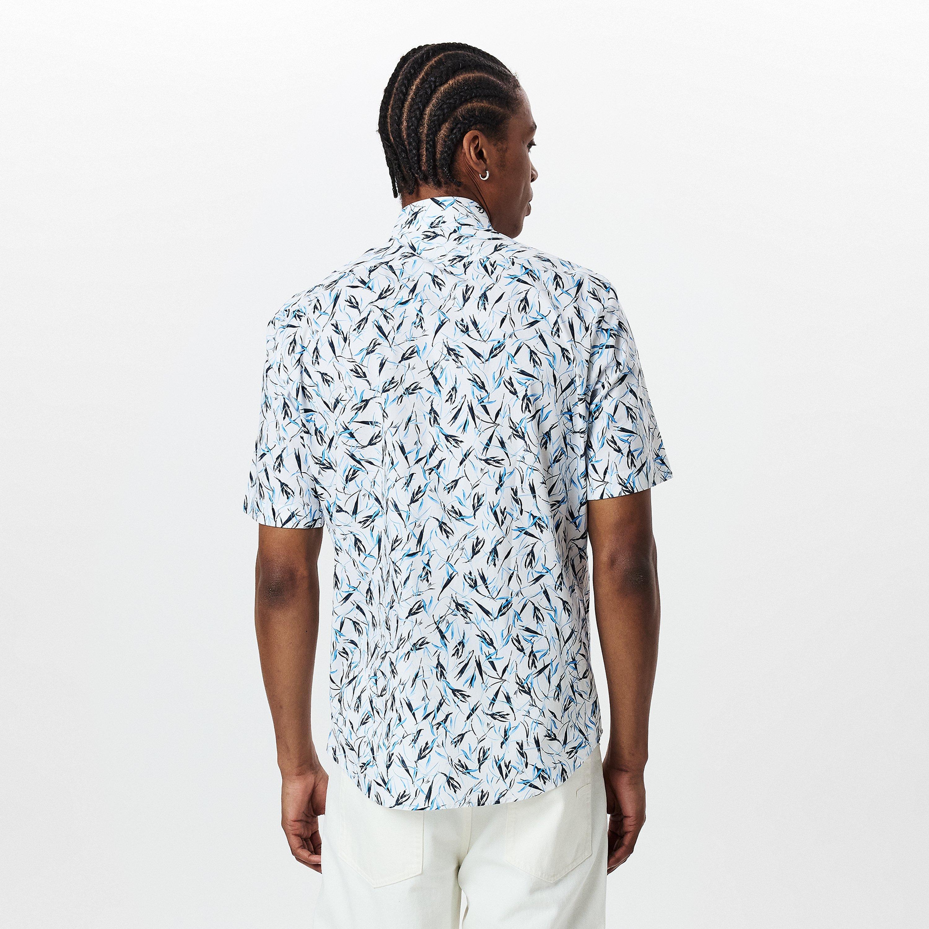 Lt Pas Blue 450 - Boss - Men's H-JOE Kent Patterned Short Sleeve Tailored Fit Shirt - 4