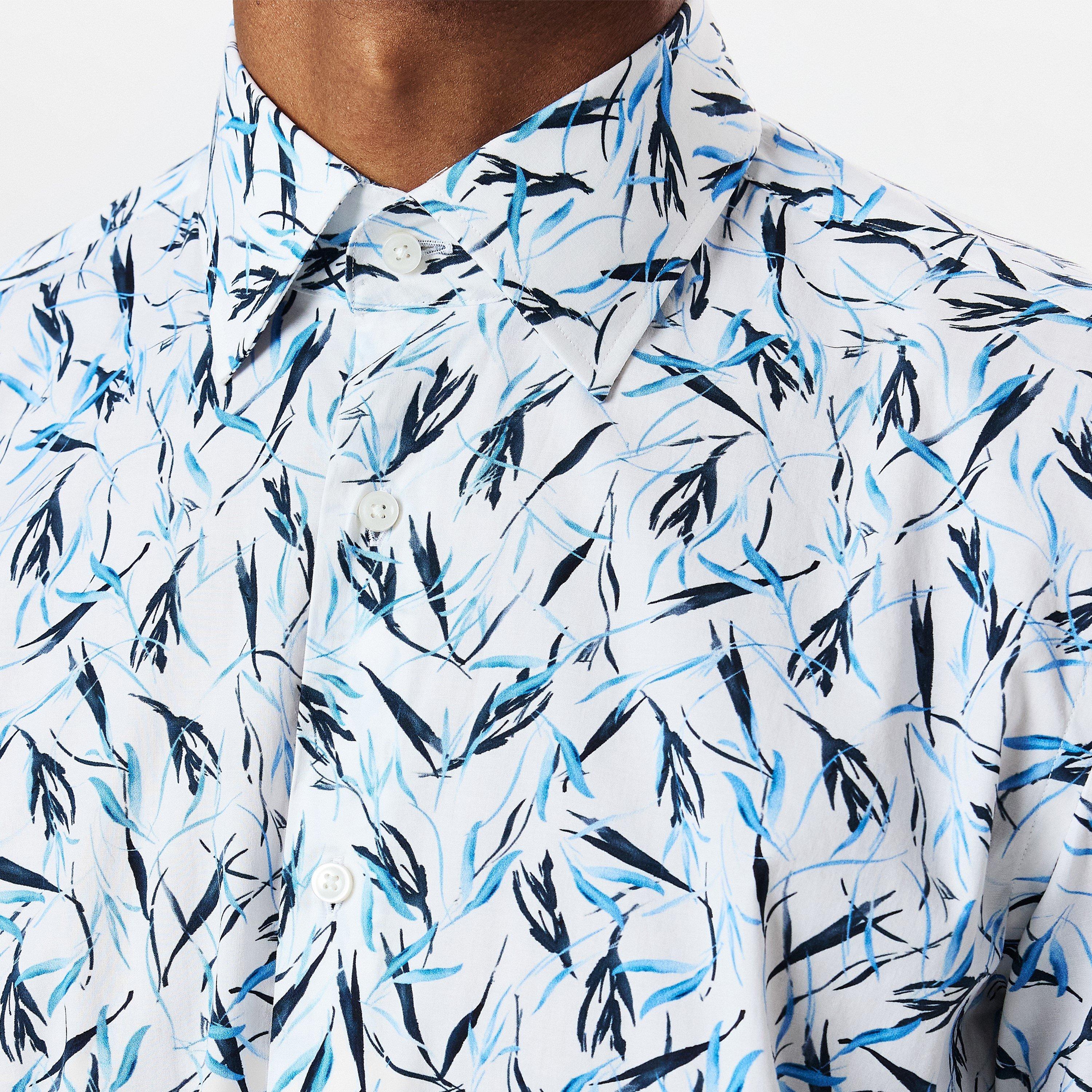 Lt Pas Blue 450 - Boss - Men's H-JOE Kent Patterned Short Sleeve Tailored Fit Shirt - 5