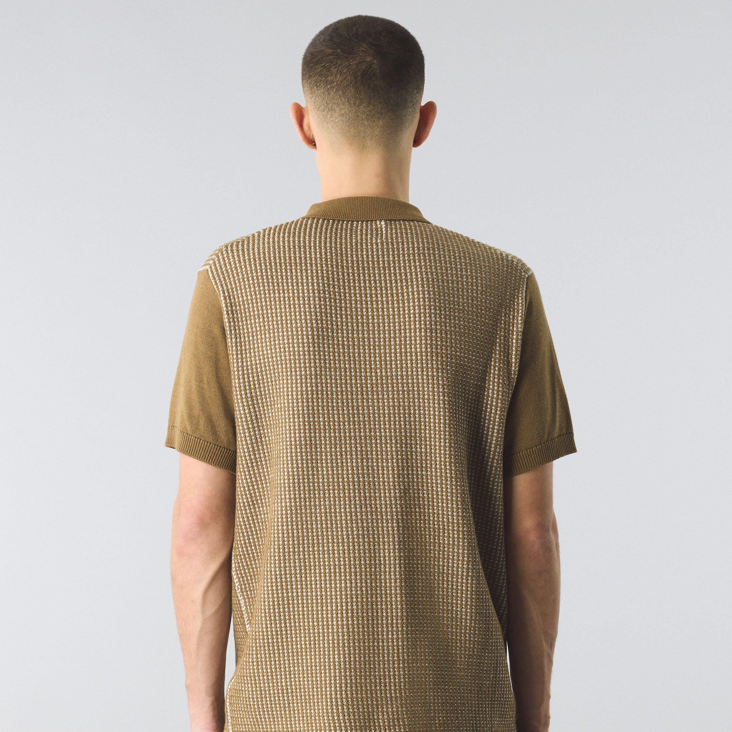 Brown - Pretty Green - Men's Roxy Knitted Short-Sleeve Polo Shirt - 3