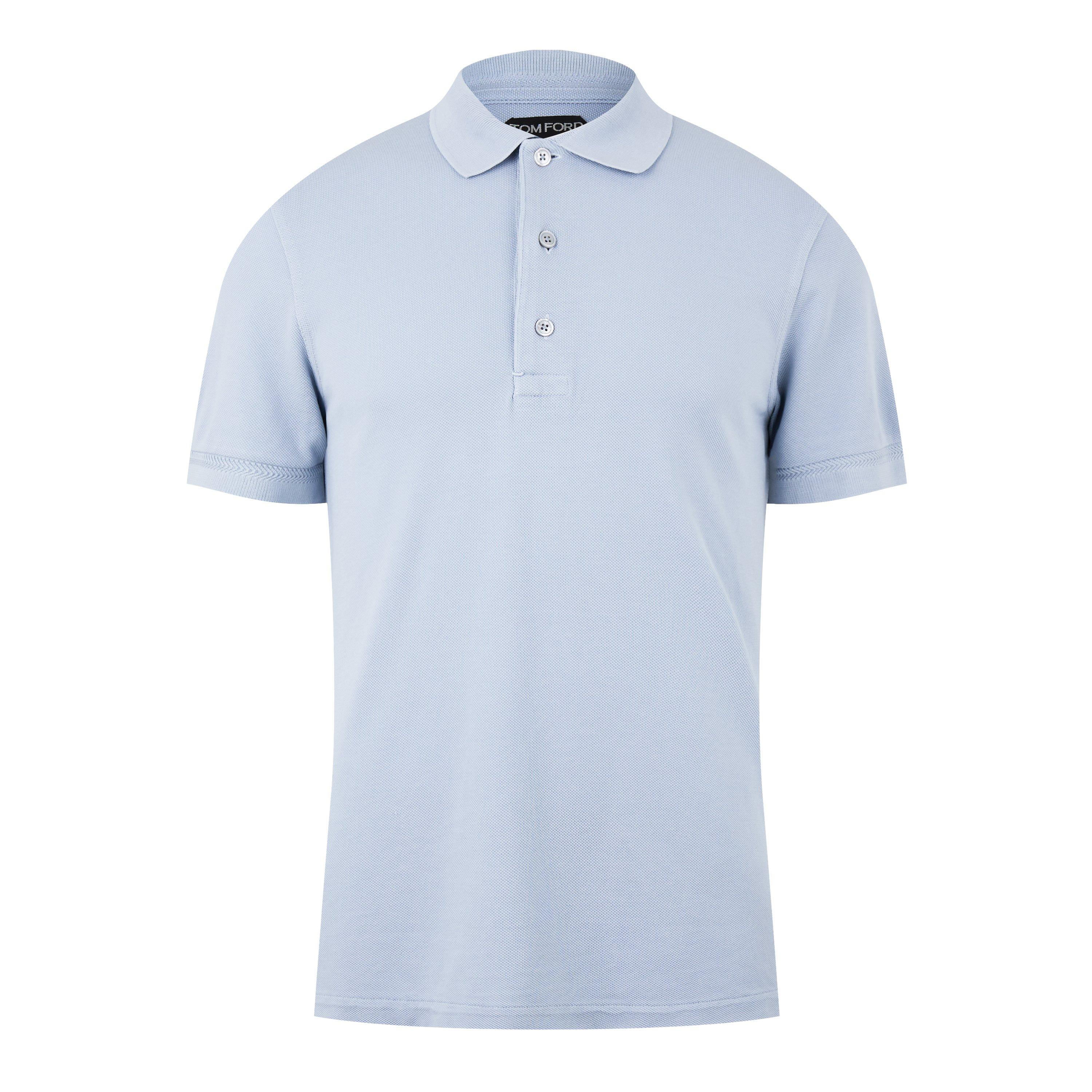 Arctic Blue - Tom Ford - Men's Piquet Short Sleeve Polo Shirt - 5