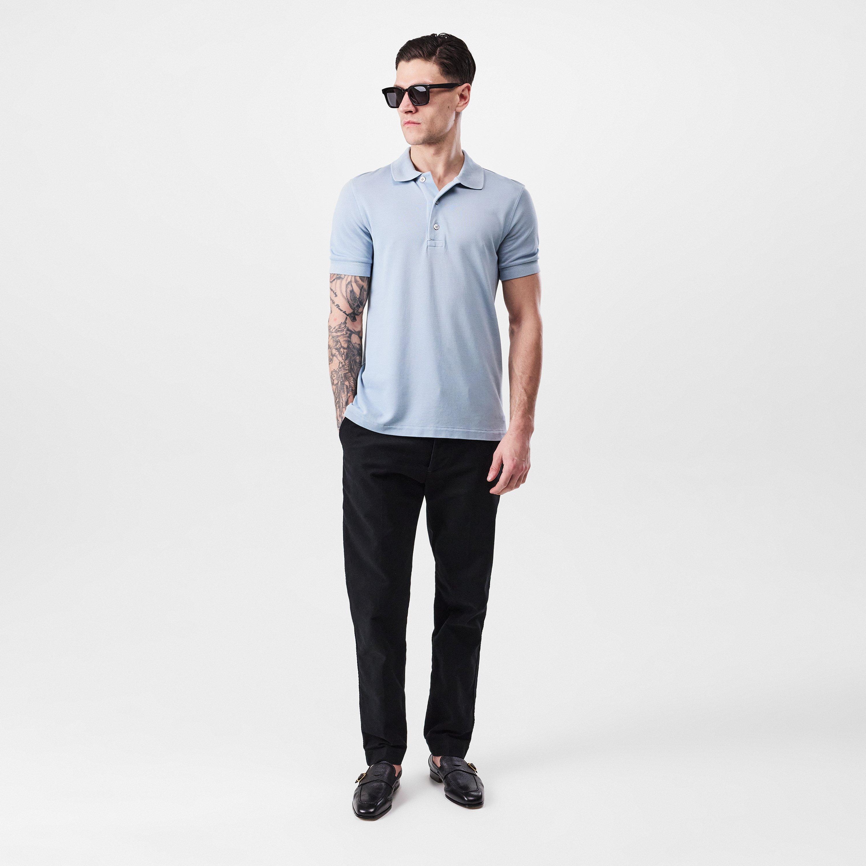 Arctic Blue - Tom Ford - Men's Piquet Short Sleeve Polo Shirt - 4